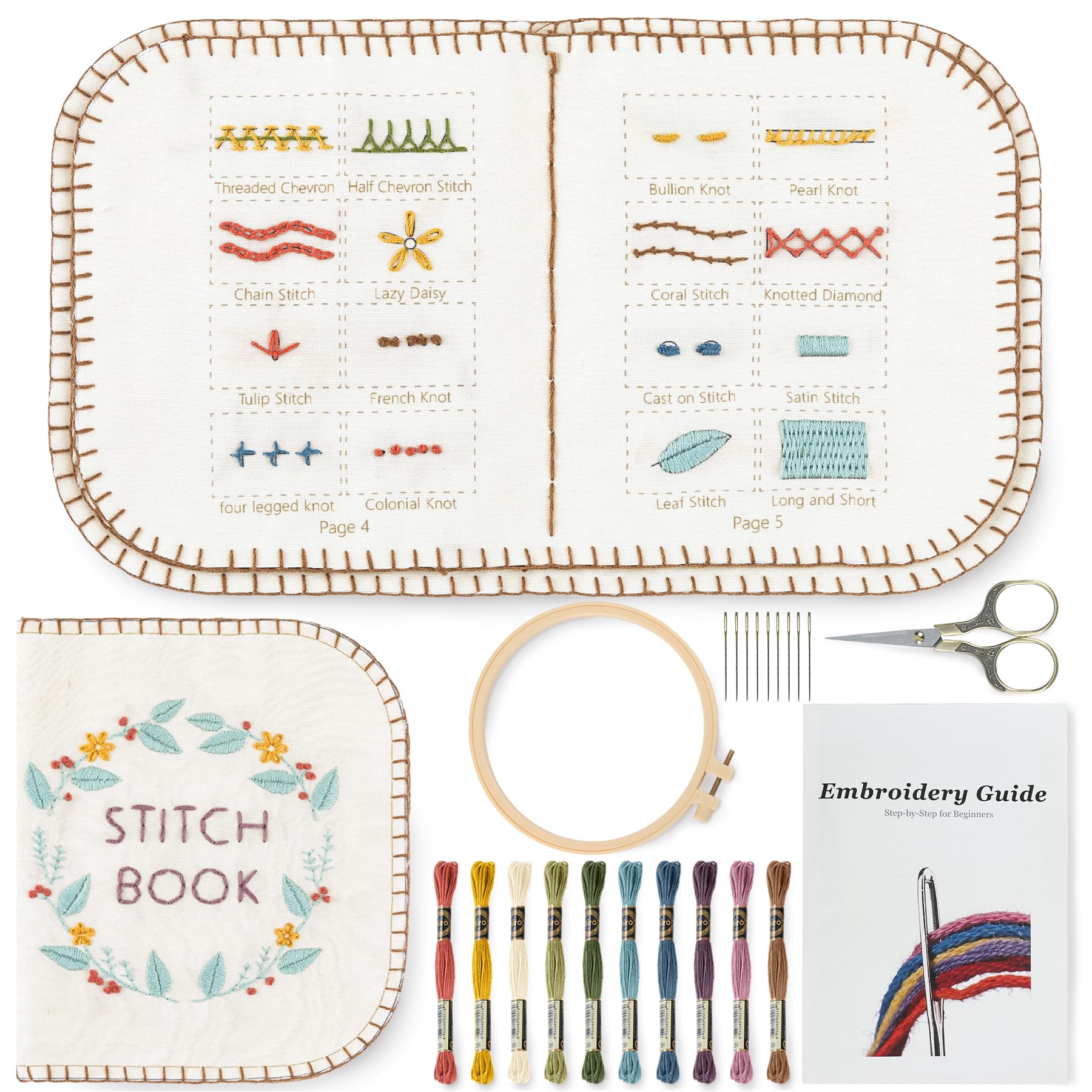 Beginner Embroidery Kit - Learn 64 Stitches! -1