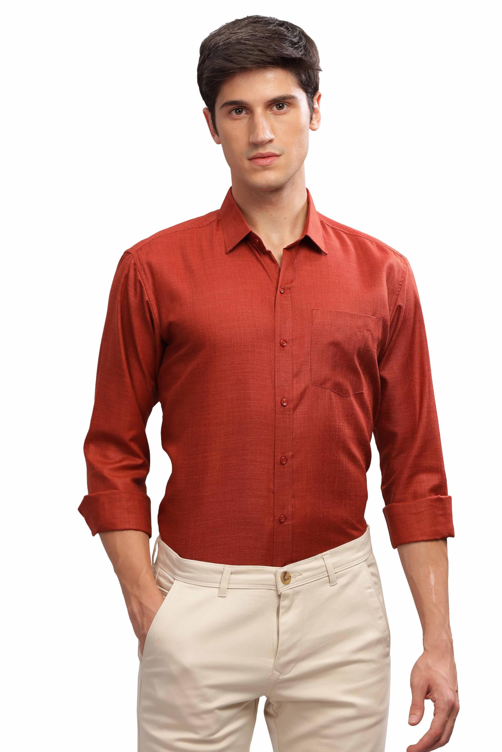 BE ACTIVE Men's Solid Slim Fit Cotton Formal Shirts || Men Stylish Shirt || Spread Collar & Full Sleeves || Timeless Style & Comfort
