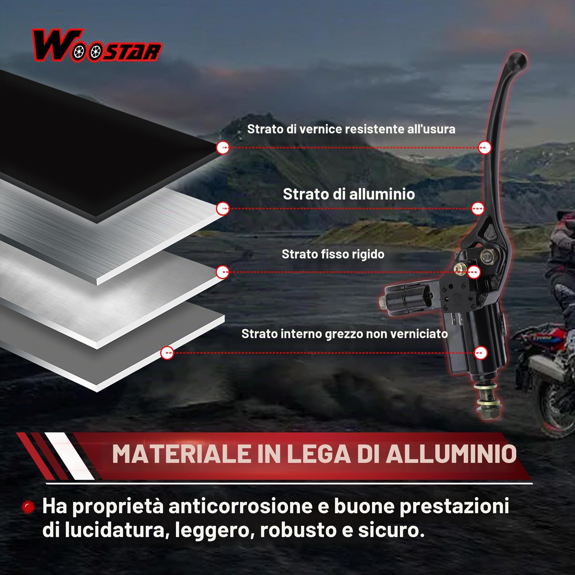 WOOSTAR Manubrio 22mm Leva Freno Giusto Moto Sostituzione per 50cc 70cc 90cc 110cc 125cc 150cc 200cc 250cc GY6 Taotao Roketa Ciclomotore Scooter Dirt Pit Bike