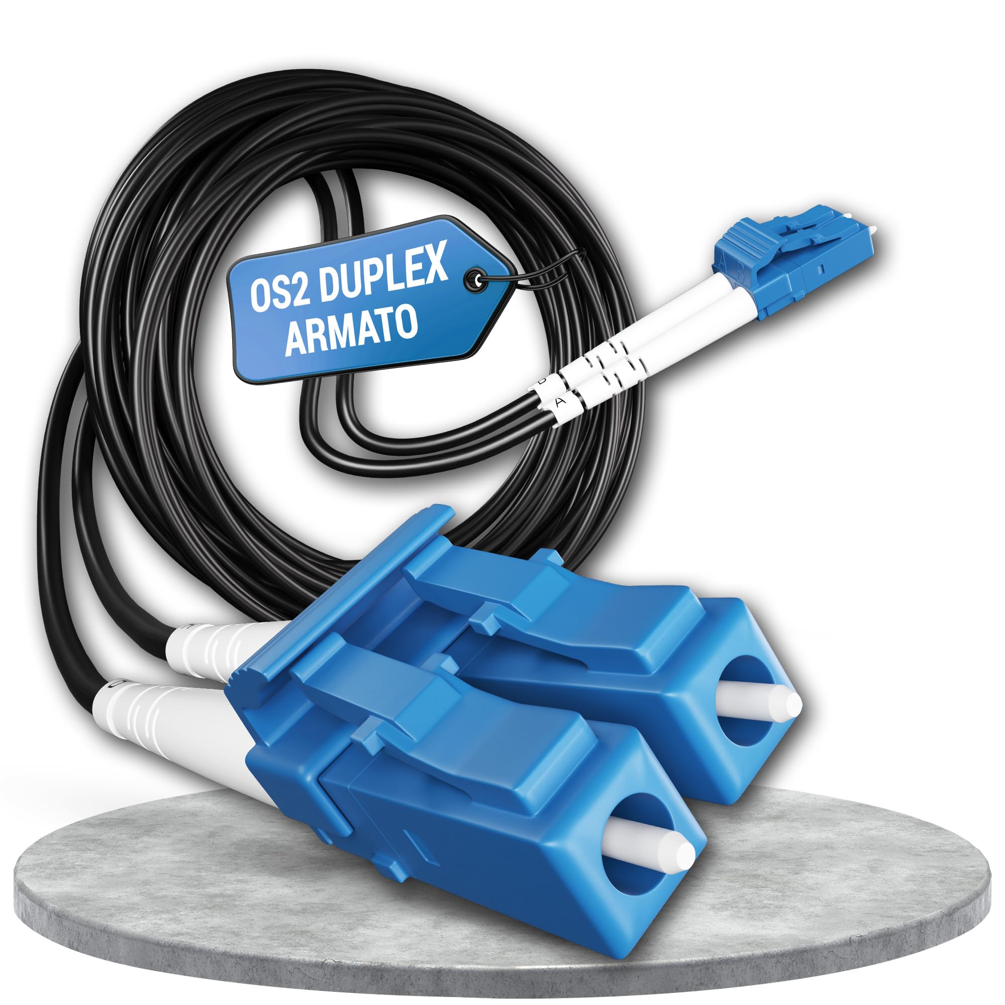 200m Cavo Fibra Ottica Armato OS2 Duplex Breakout LC/UPC, Bretella Ottica Monomodale G657A2 9/125µm, LSZH Interno/Esterno, Prolunga Fibra Cavo Corazzato Patch Rete Industria ⌀3mm Nero