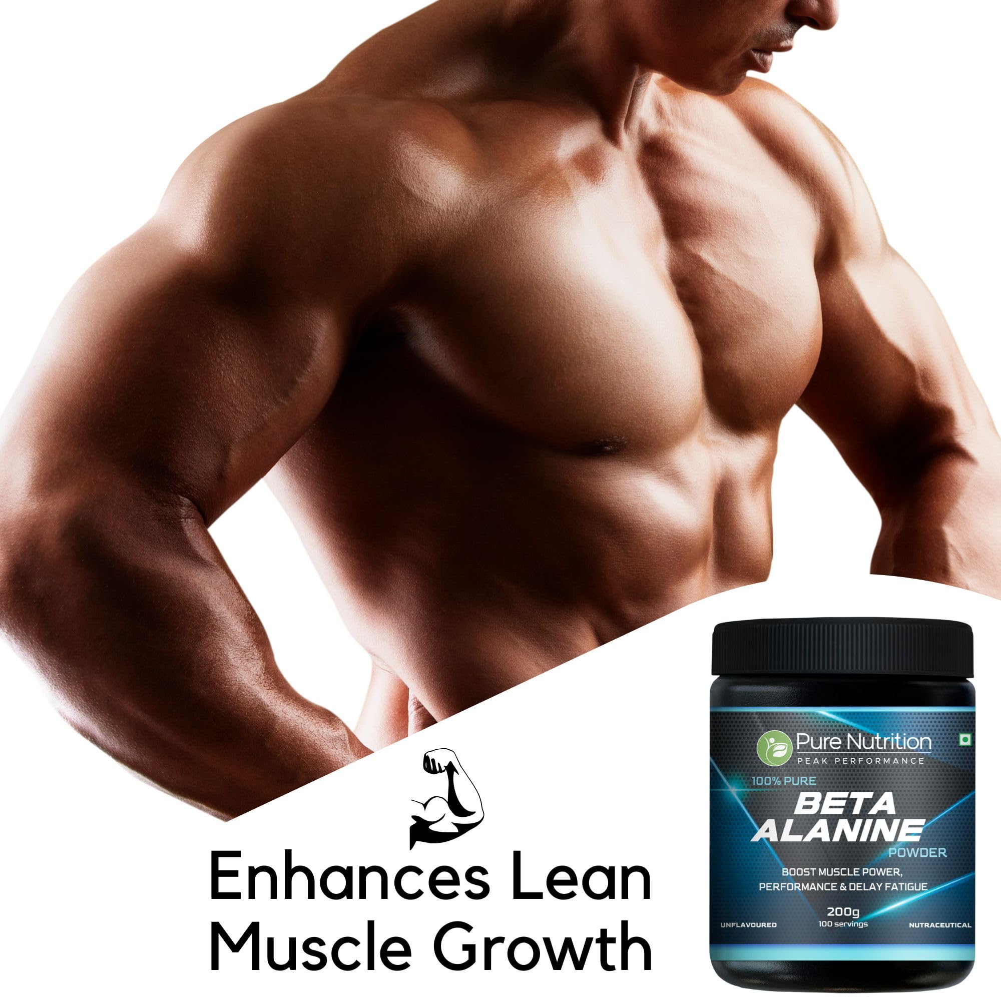 Pure Nutrition Beta Alanine Powder | Pre Workout Amino Acid | Beta Alanine Supplements Powder for Muscle Endurance & Fatigue Reduction - 200gm Unflavored 3