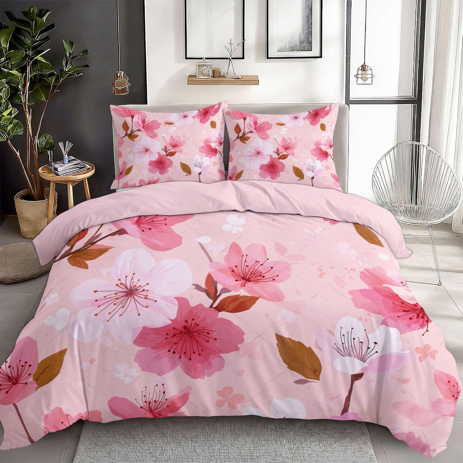 Housse de couette 240x260 cm rose avec fermeture éclair