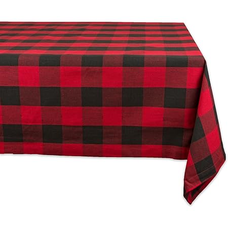 DII Buffalo Check Collection, Classic Farmhouse Tablecloth, Tablecloth, 60x84, Red & Black