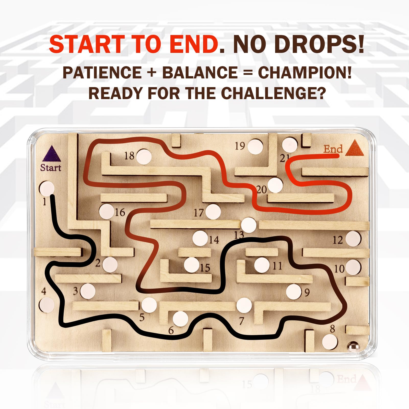 Handheld Fidget Puzzle Game for Kids and Adults - Challenging Wooden Labyrinth Marble Maze for Teen Boys - Fun Brain Teaser Puzzle Fidget Toys for Travel Stocking Stuffer Party Favor for Kids Ages 8+