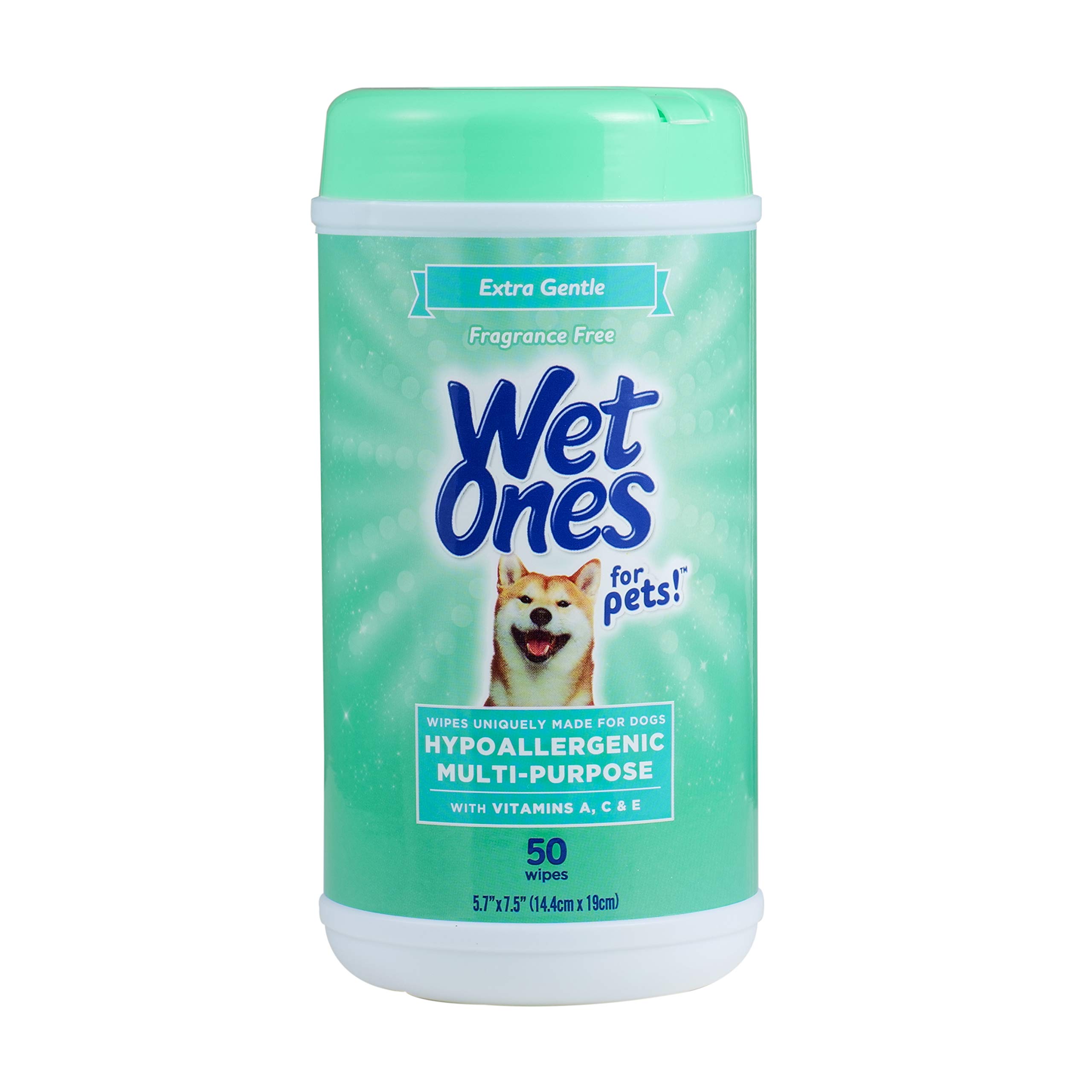 Wet Ones for Pets FF14365PCS12 Lot de 50 lingettes hypoallergéniques multi-usages avec vitamines A, C et E, sans parfum et hypoallergéniques pour tous les chiens