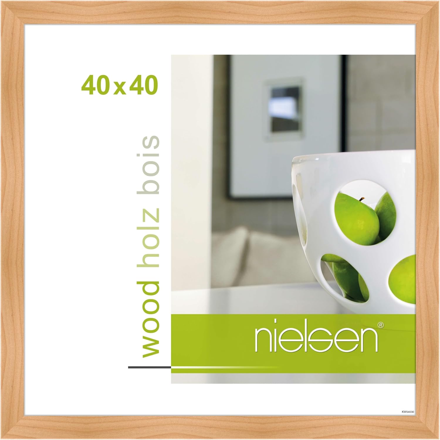 nielsen Essential Wooden Birch Picture Frame 40 x 40 cm Portrait & Landscape Hanging Poster Frame Real Glass