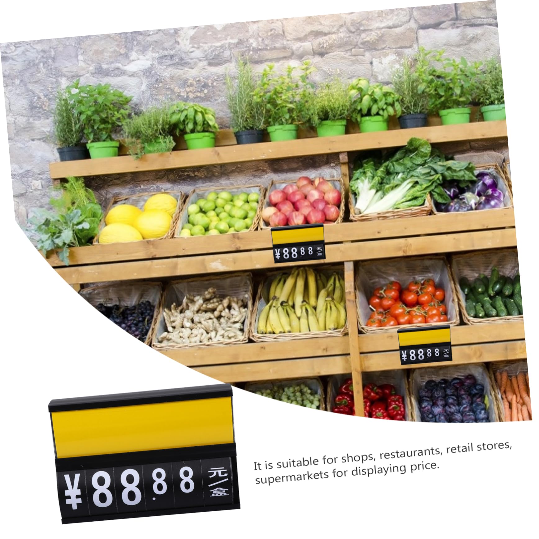STOBOK Supermarket Price Tag With Erasable Number Cards For Fruits And Vegetables Portable Hanging Price Label Display Board - View #3