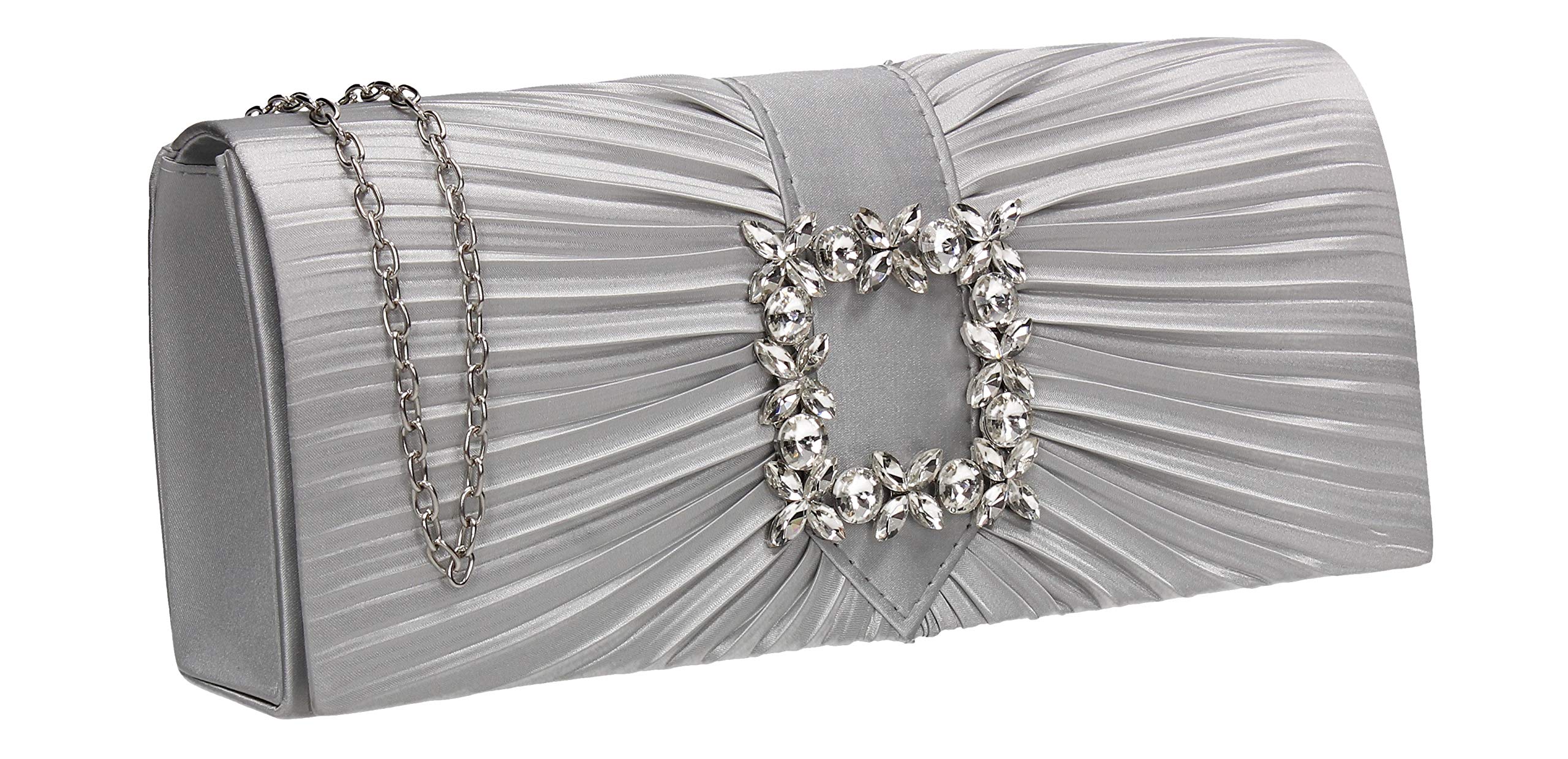 SwankySwans Women's Chloe Clutch Bag, Silver, Medium