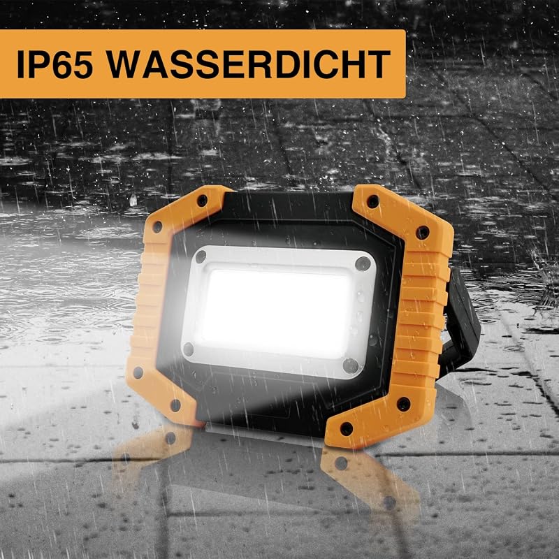 Tekstap LED Munkalámpa Akkumulátoros 2x30W COB Hordozható Kempinglámpa USB Töltés 1500LM 3 Fénymód Építkezés Garázshoz 2db