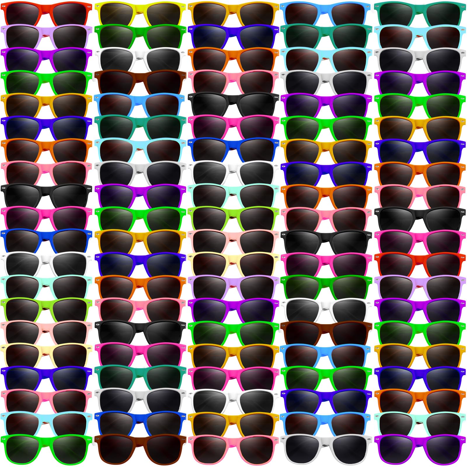 120 Pack 20 Color Neon Sunglasses Party Favors Bulk,80’s Retro Style Perfect Colorful Novelty Sun glasses Set for Birthday Party Supplies,Beach,Pool