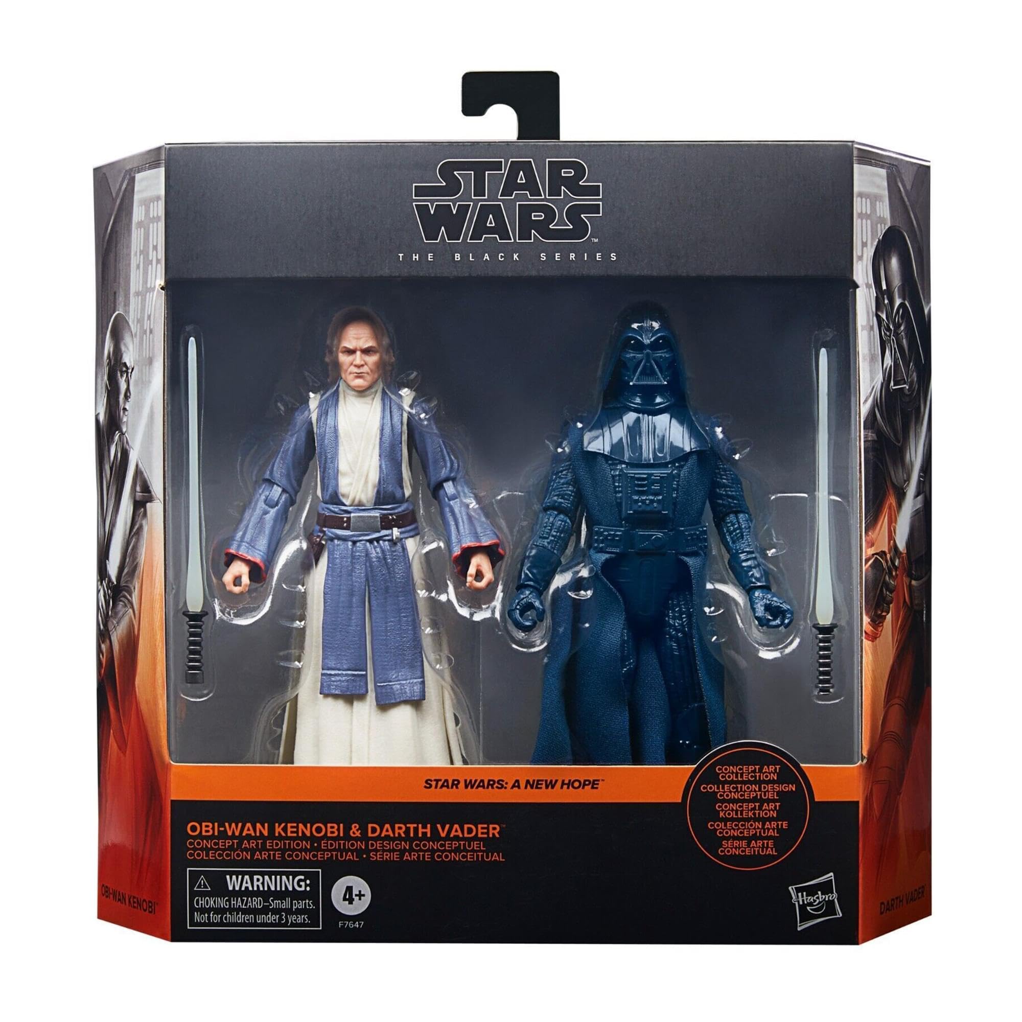 Star Wars OBI-Wan Kenobi and Darth Vader Action Figure Set (Ralph McQuarrie Edition) A New Hope Black Series 6-Inch by Hasbro F7647 Ages 4 and Up