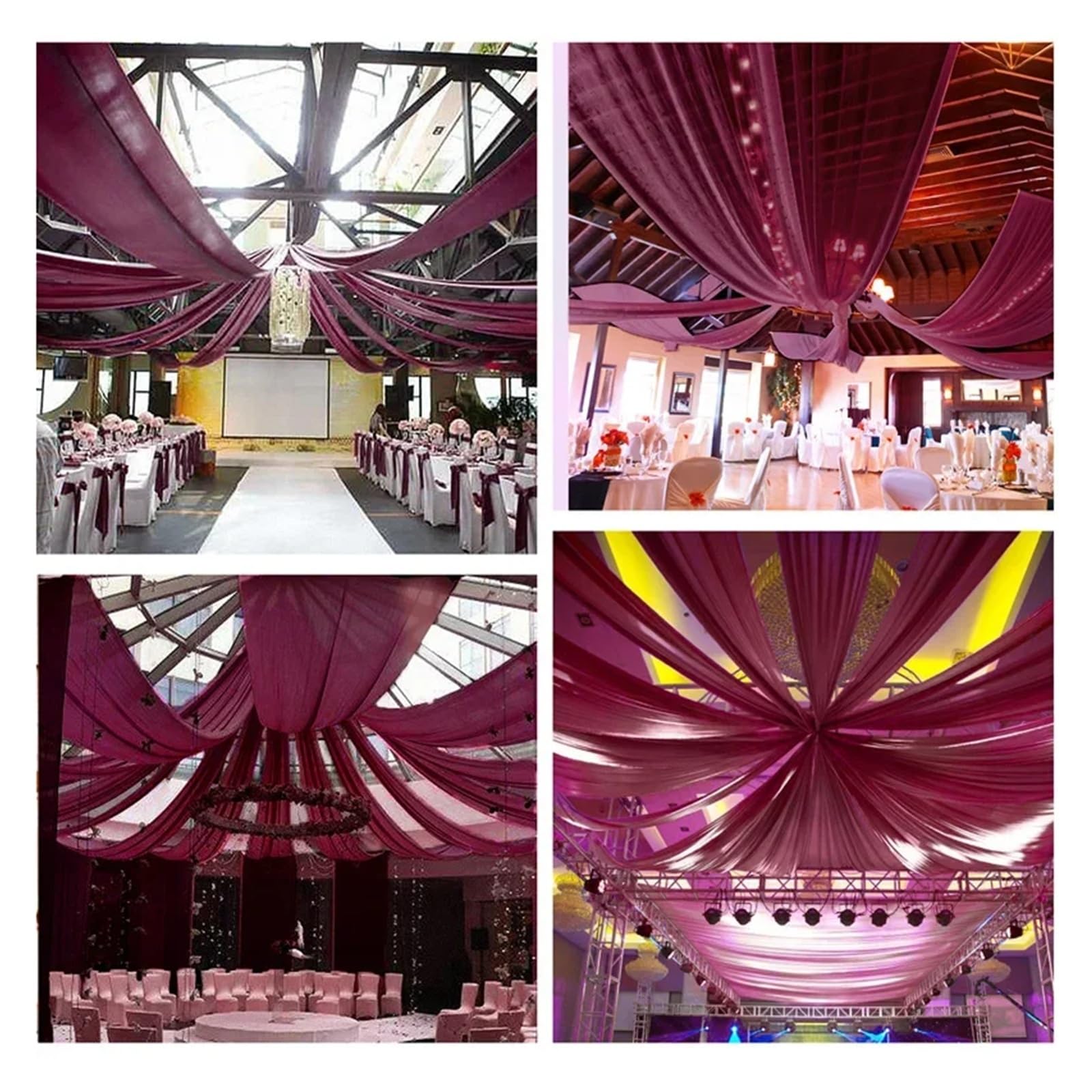 MDSIOKHJ Ceiling Drapes Wedding Arch Ceiling Drape Roof Decor Sheer Chiffon Tulle Curtain Draping Backdrop Party Supplies Drapery Ceremony Decoration(Color 2,75x1000cm)