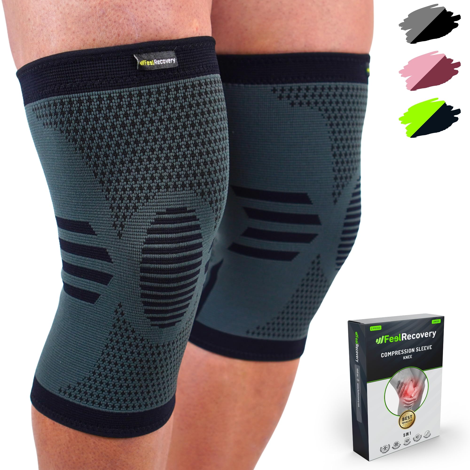 Ginocchiera Elastica Lunga 2 Pezzi Con Compressione Regolabile – Per Menisco, Artrite, Sport (Corsa, Basket, Pal