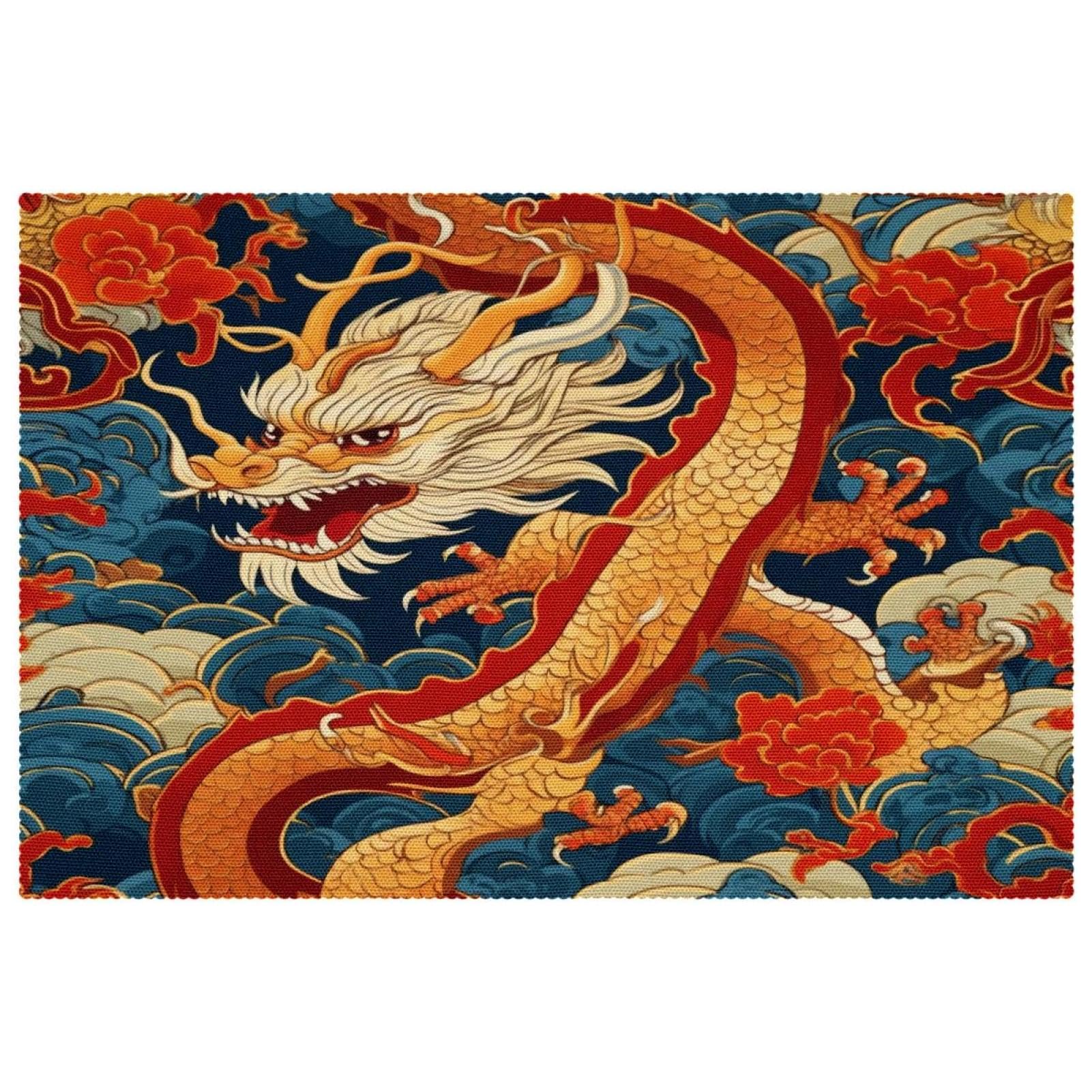 Set de table dragon chinois 30x45cm résistant à la chaleur table salle à manger