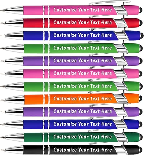 Aolun Bolígrafo personalizado, bolígrafo grabado personalizado con lápiz capacitivo, metal suave al tacto, introduce el nombre, logotipo o mensaje,