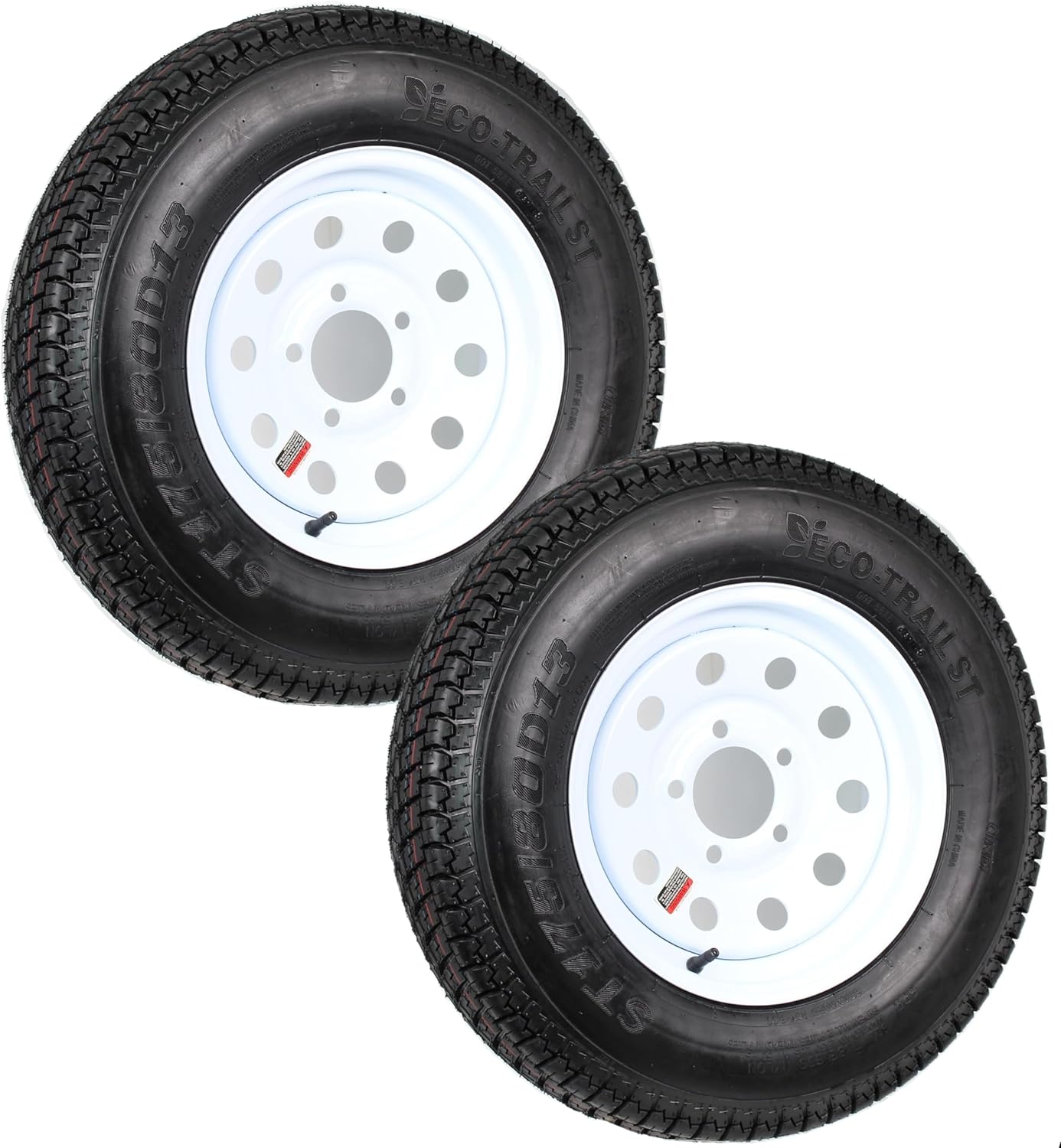 eCustomrim 2-Pack Trailer Tire Rim ST175/80D13 175/80 B78-13 5 Lug White Modular Wheel - 2 Year Warranty w/Free Roadside
