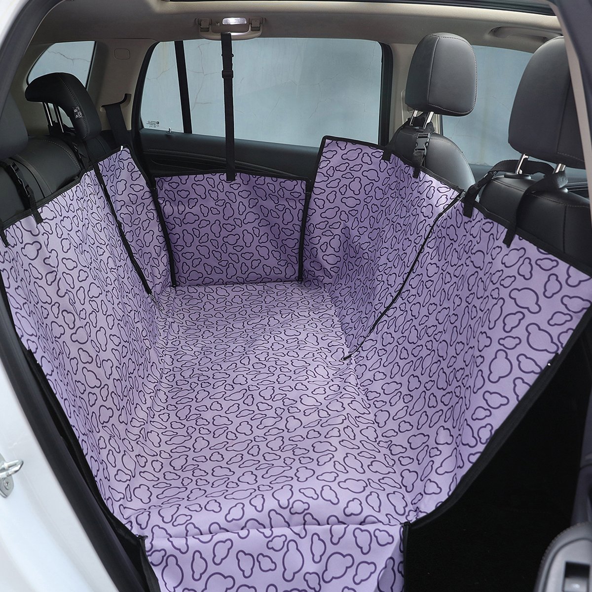 PETCUTE Luxury Dog Car Seat Cover Pets Hammock Cover Cat Waterproof Durable Backseat Double Cover with Side Flaps Purple