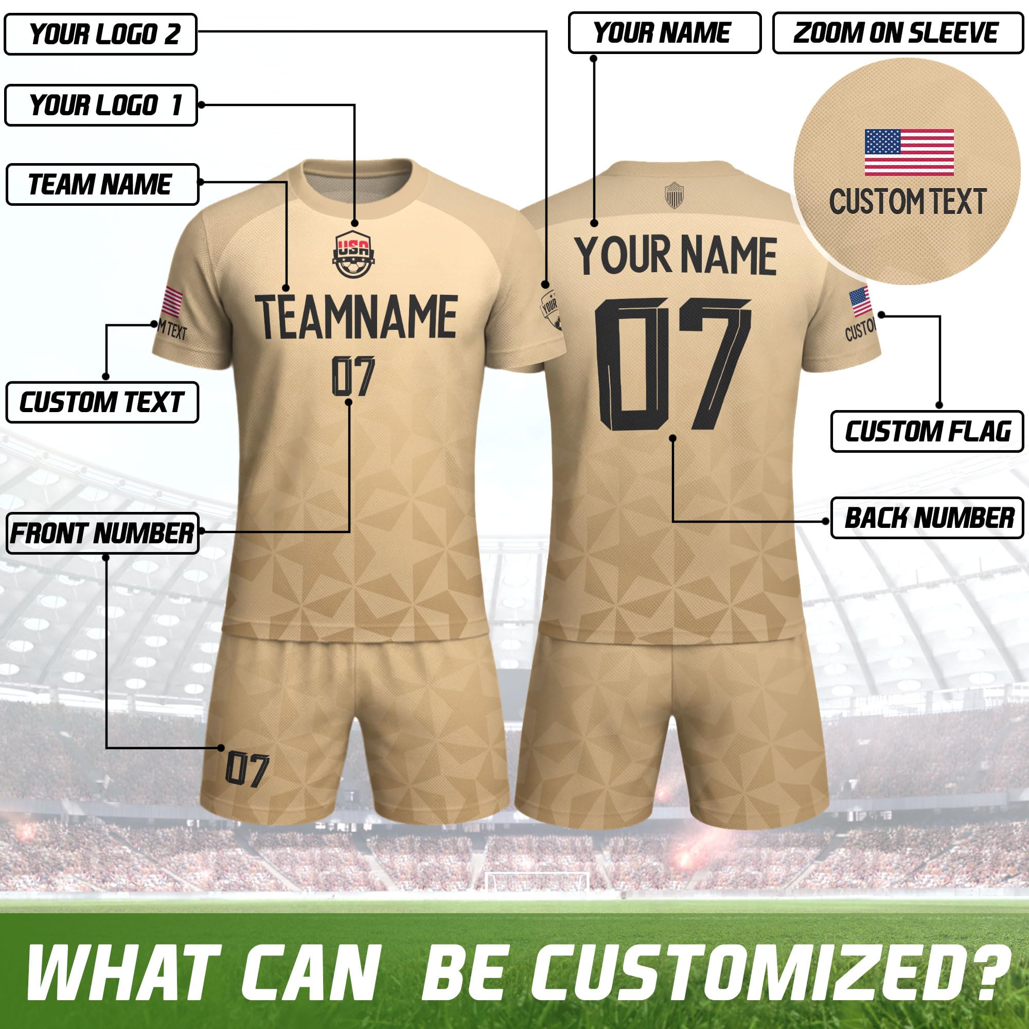 Custom Soccer Jersey Men Youth, Personalized Sports Team Jerseys Name Number (Yellowish)