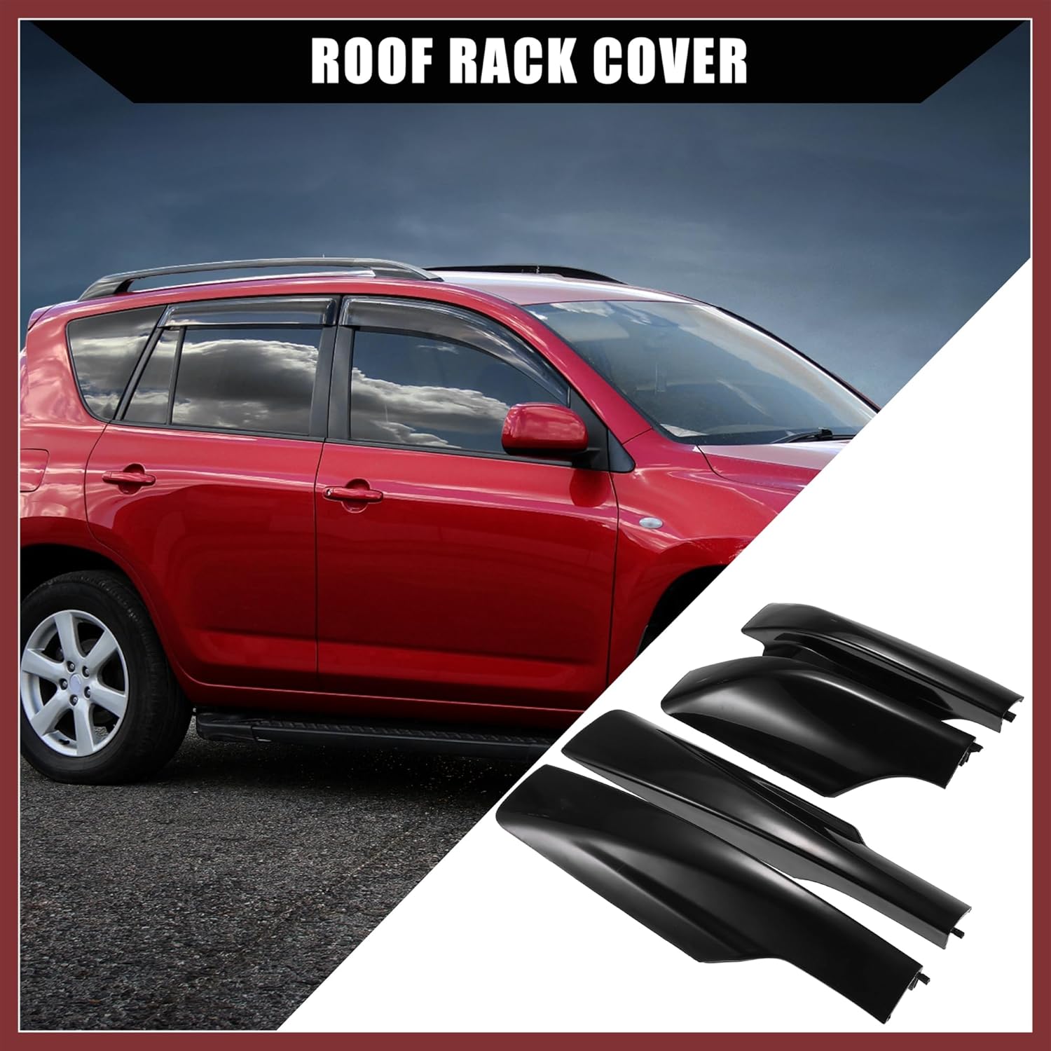 Upper/Roof Rack Rails End Cap Protection Cover Shell for Toyota RAV4 2006-2012 / Rails End Covers Shell Cap / 4 Pcs/Black Replace Parts
