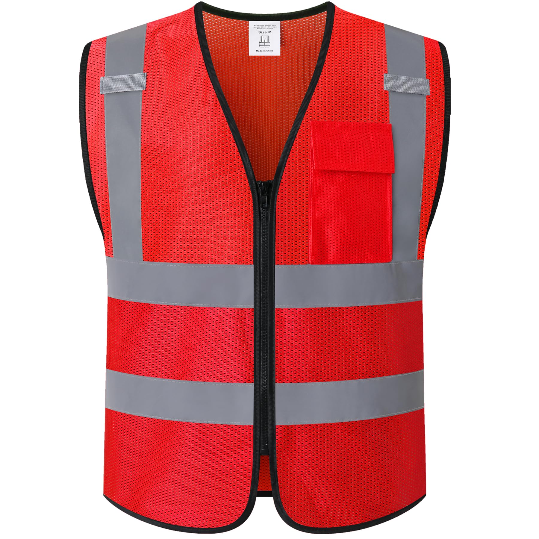 Kazsaifo Hi Vis Safety Vest for Men Women,Mesh High Visibility Construction Work Vest Reflective with Chest Pocket and Zipper Front,Meets ANSI/ISEA
