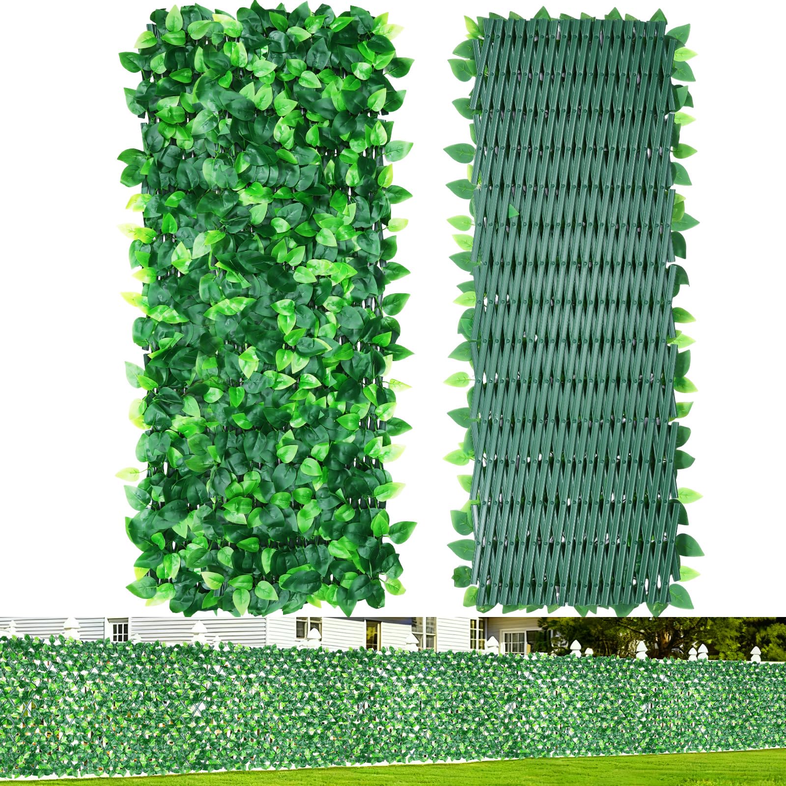 Artificial Ivy Fence Screening, (120x30cm to 22x285cm) Large Expandable Garden Trellis Panel, Artificial Hedge Screening with Ivy Leaf, Privacy Fence Screen for Garden Balcony Outdoor Decor