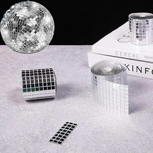 Miniatura 7 de Azulejos de mosaico, 3200 unidades de azulejos de discoteca autoadhesivos de 0.197 x 0.197 in, calcomanías de mosaico de espejo cuadrado para