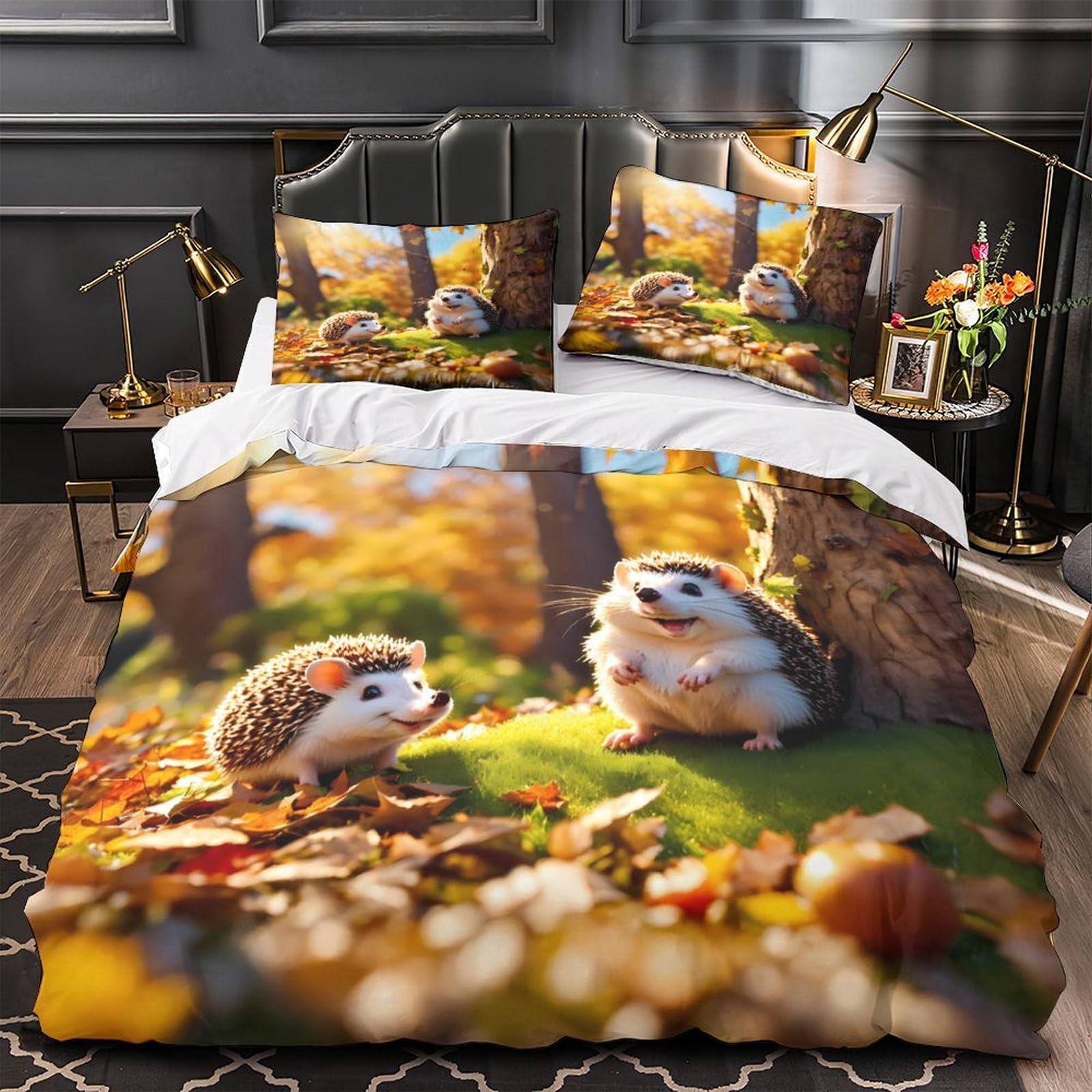 Parure de lit animaux de la forêt microfibre King pour ados
