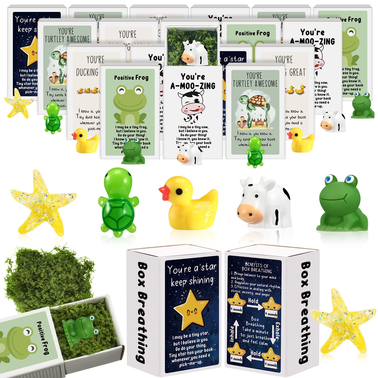 Photo 1 of Cinnvoice 25 Set Bulk Gifts for Mothers Day Teacher Appreciation Gifts Nurse Week Employee Coworker Graduation Emotional Support Cute Resin Mini Ornaments Desk Pets Thank You Card Box (Duck)