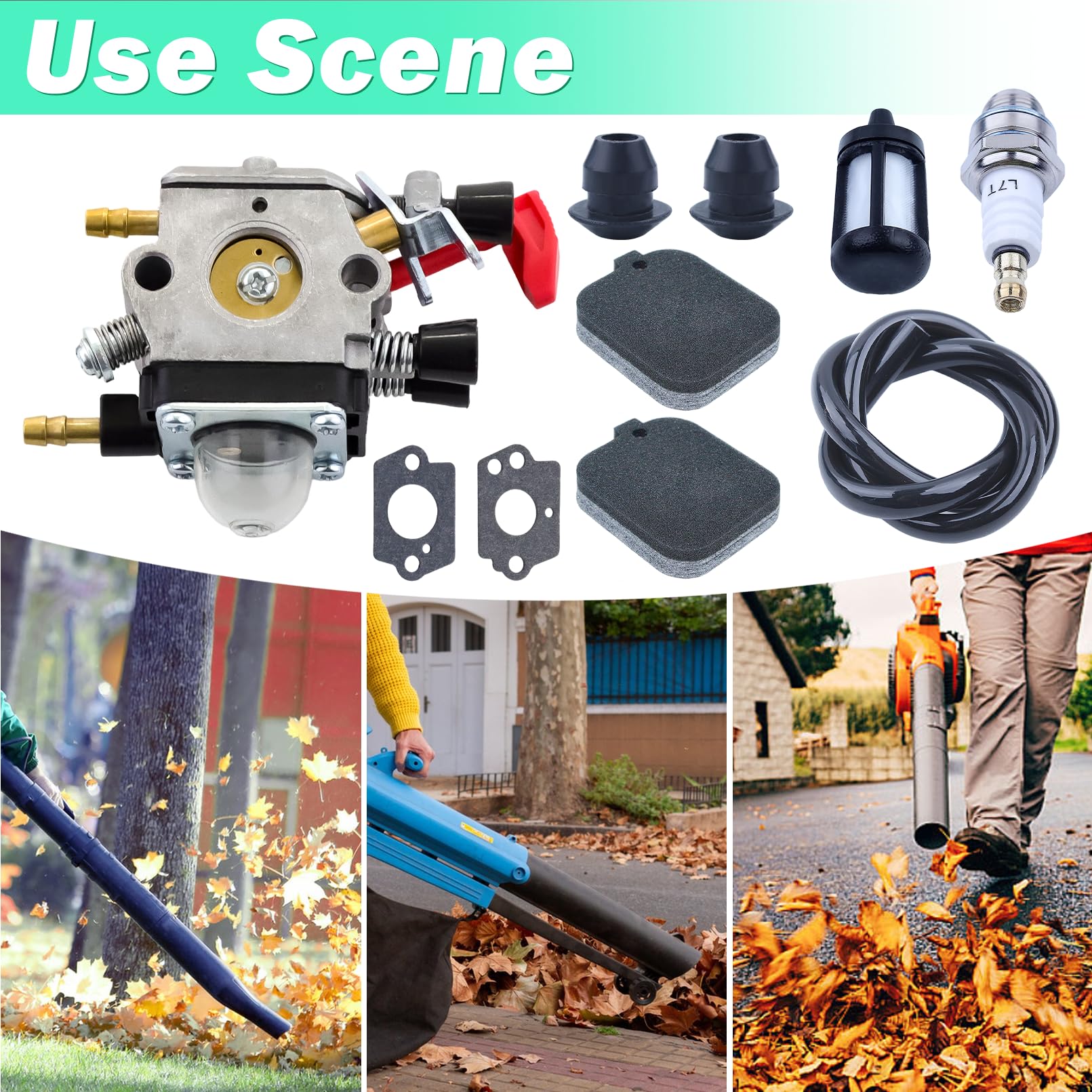 Carburateur pour Stihl BG65 SH55 SH85 Souffleur de Feuilles, ADEFOL Carburateur avec joints bougie filtre à air conduite de carburant passe-fil Numéro de pièce 4229-120-0650