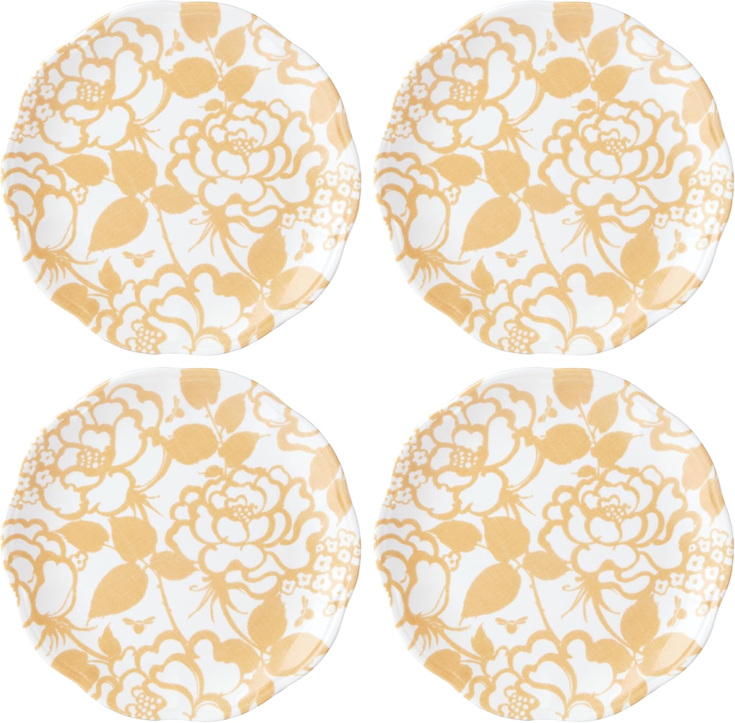 Lenox Butterfly Meadow Cottage Accent Plates, Set of 4, 4.95 LB, Goldenrod
