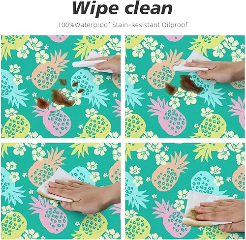 Miniatura 7 de Famame Pineapples - Mantel redondo ajustable con protector elástico, impermeable, a prueba de aceite, para mesa de cocina, cena, se adapta a 40-44