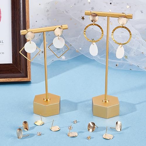 Miniatura 10 de Beebeecraft 30 aretes circulares chapados en oro de 18 quilates, aretes redondos trenzados, simples y minimalistas, con 30 aretes de mariposa para