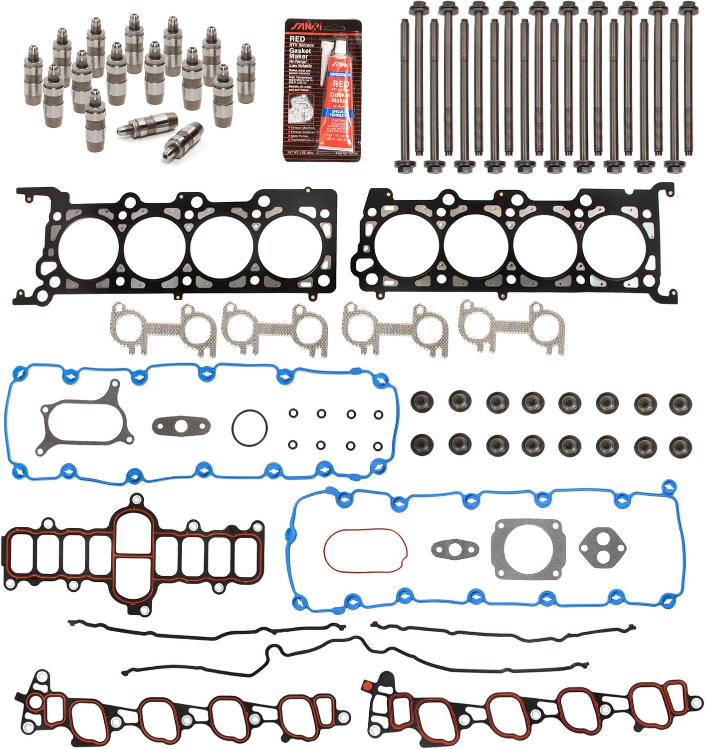 MA-4216956469 Head Gasket Set Bolts Lifters Compatible With/For 00-05 Ford E150 E250 E350 F150 F250 F350 5.4
