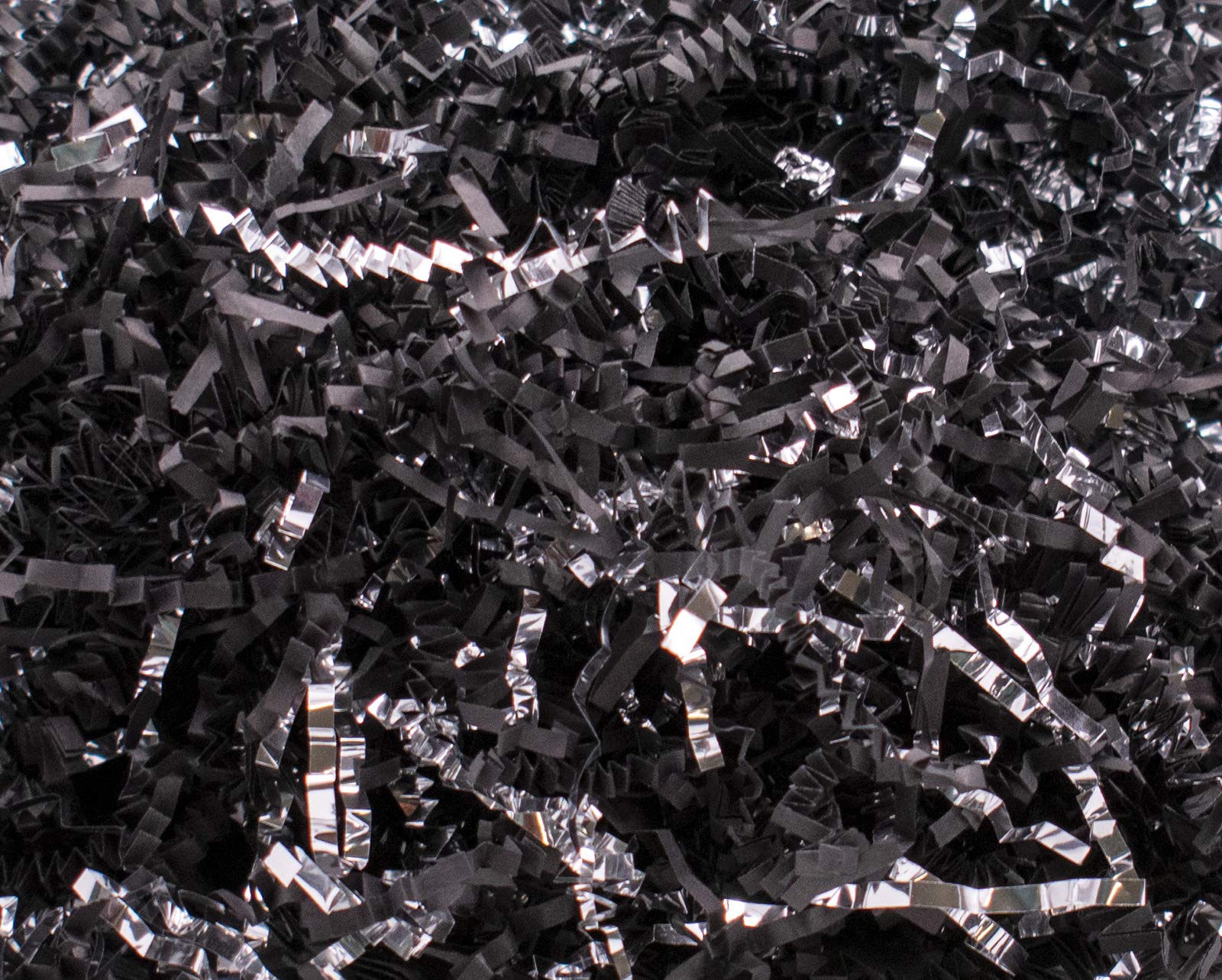 Stephanie Imports Fabriqué aux États-Unis Papier déchiqueté froissé (remplissage en zig) 0,9 kg (noir et argent métallique)