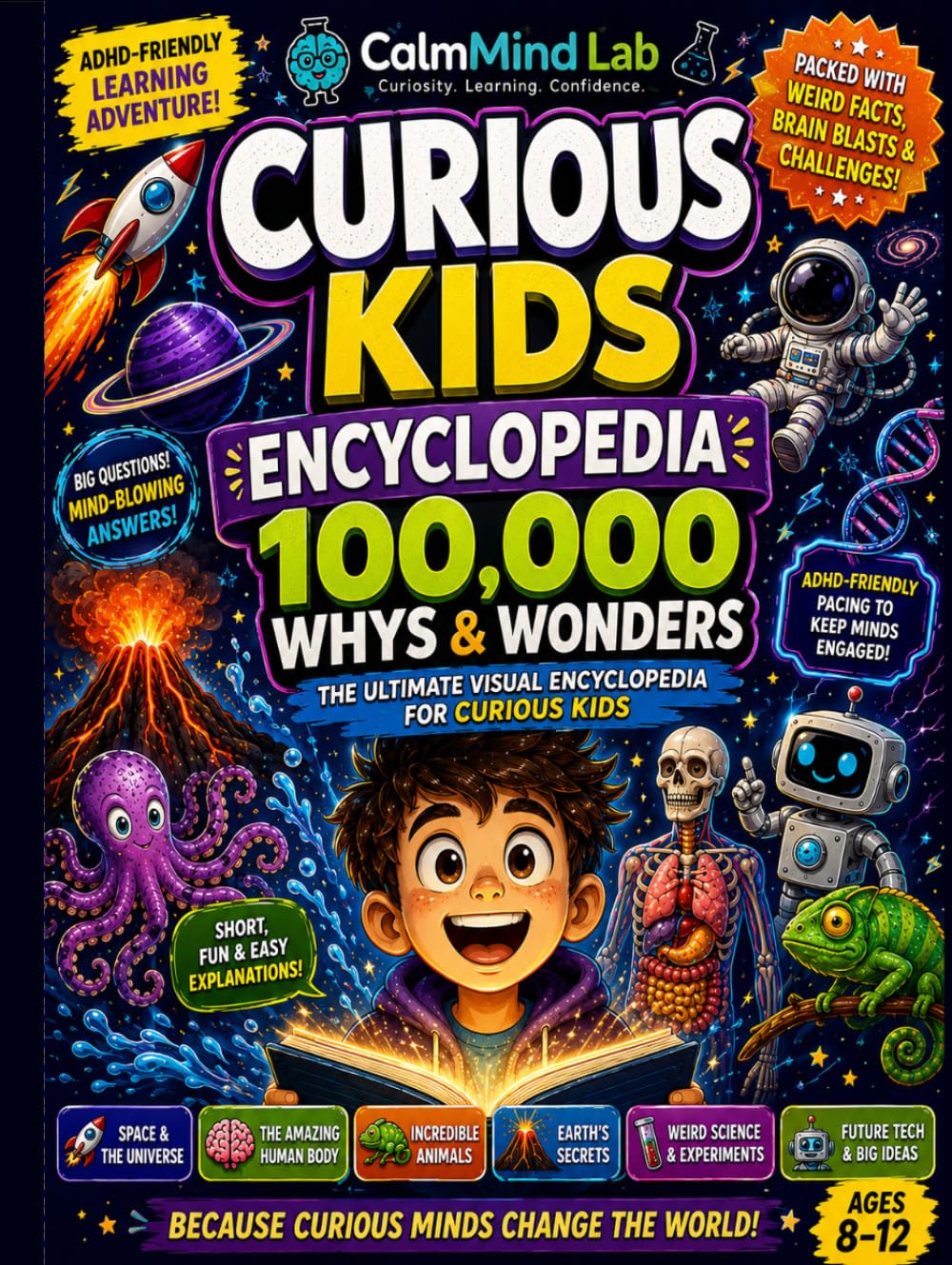 Curious Kids Encyclopedia 100,000 Whys & Wonders: Fun Science, Weird Facts & Amazing Answers for Bright ADHD Minds Ages 8–12