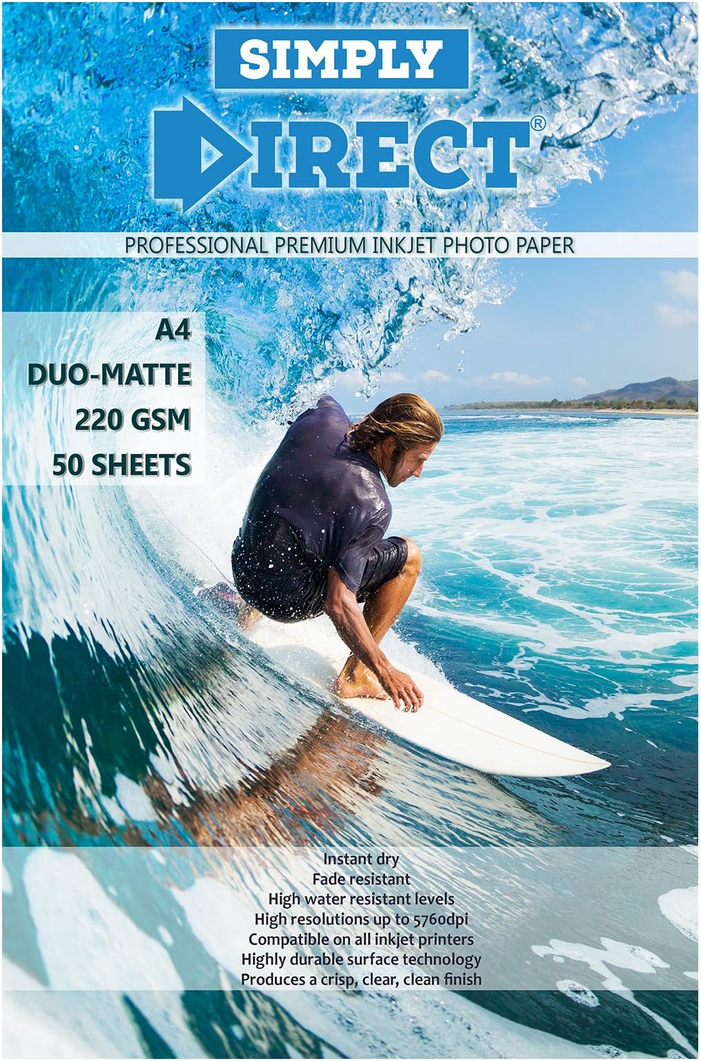 50 x Simply Direct A4 Duo Matte Inkjet Photo Printing Paper - 220gsm - Professional Premium Photographic Paper