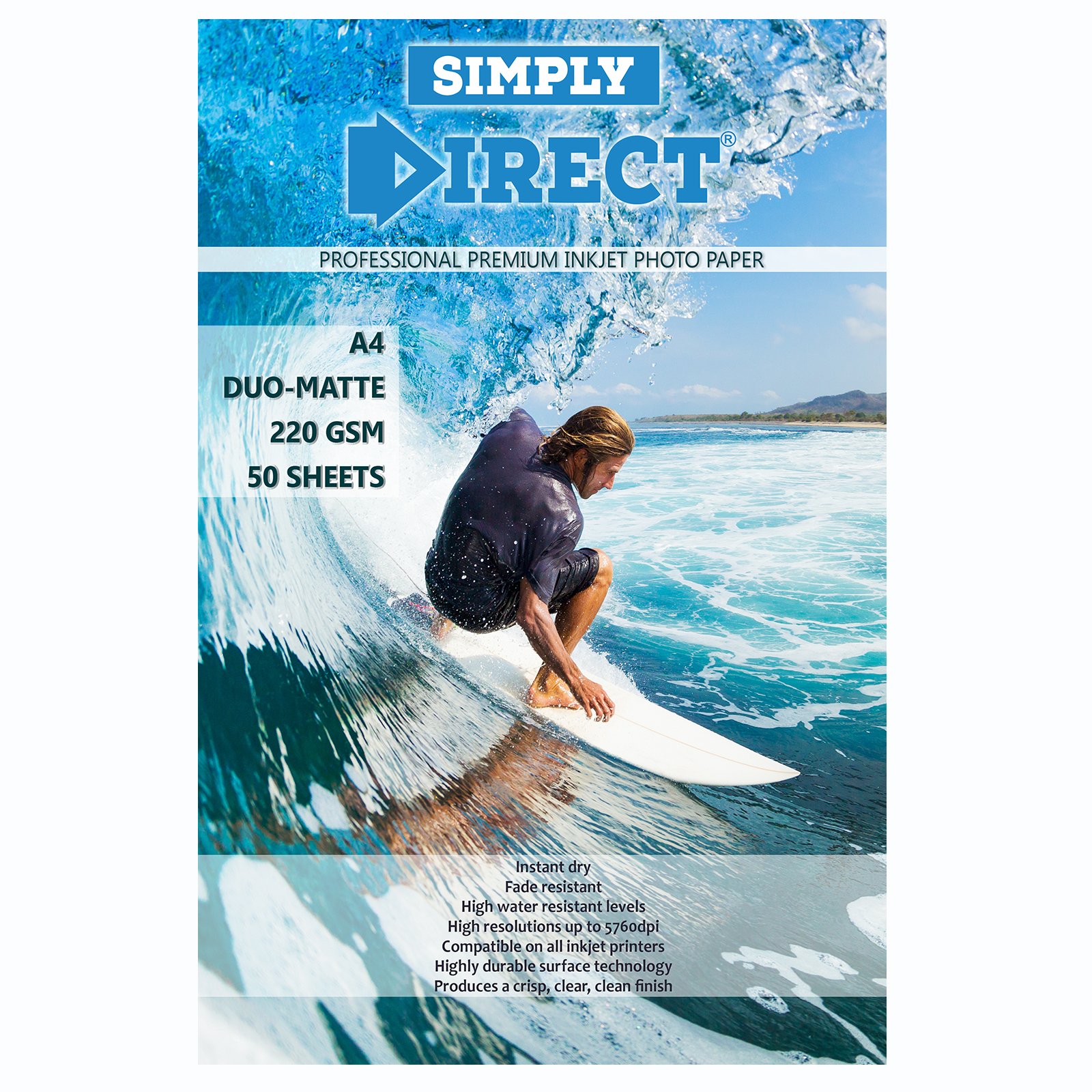 50 x Simply Direct A4 Duo Matte Inkjet Photo Printing Paper - 220gsm - Professional Premium Photographic Paper