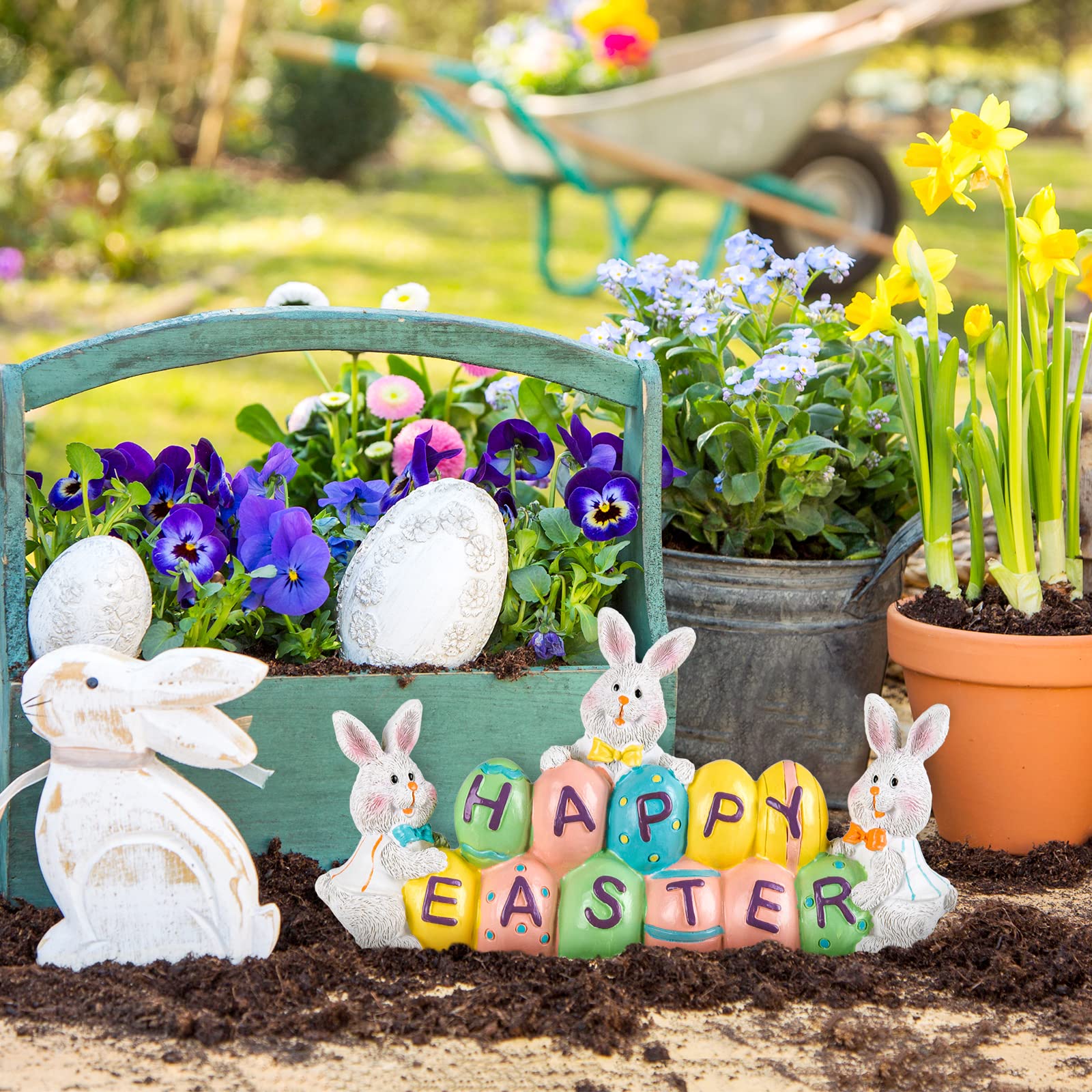 ハッピーイースターの飾り、置物です。 Amazon.co.jp: Whaline イースター置物 デコレーション イースター