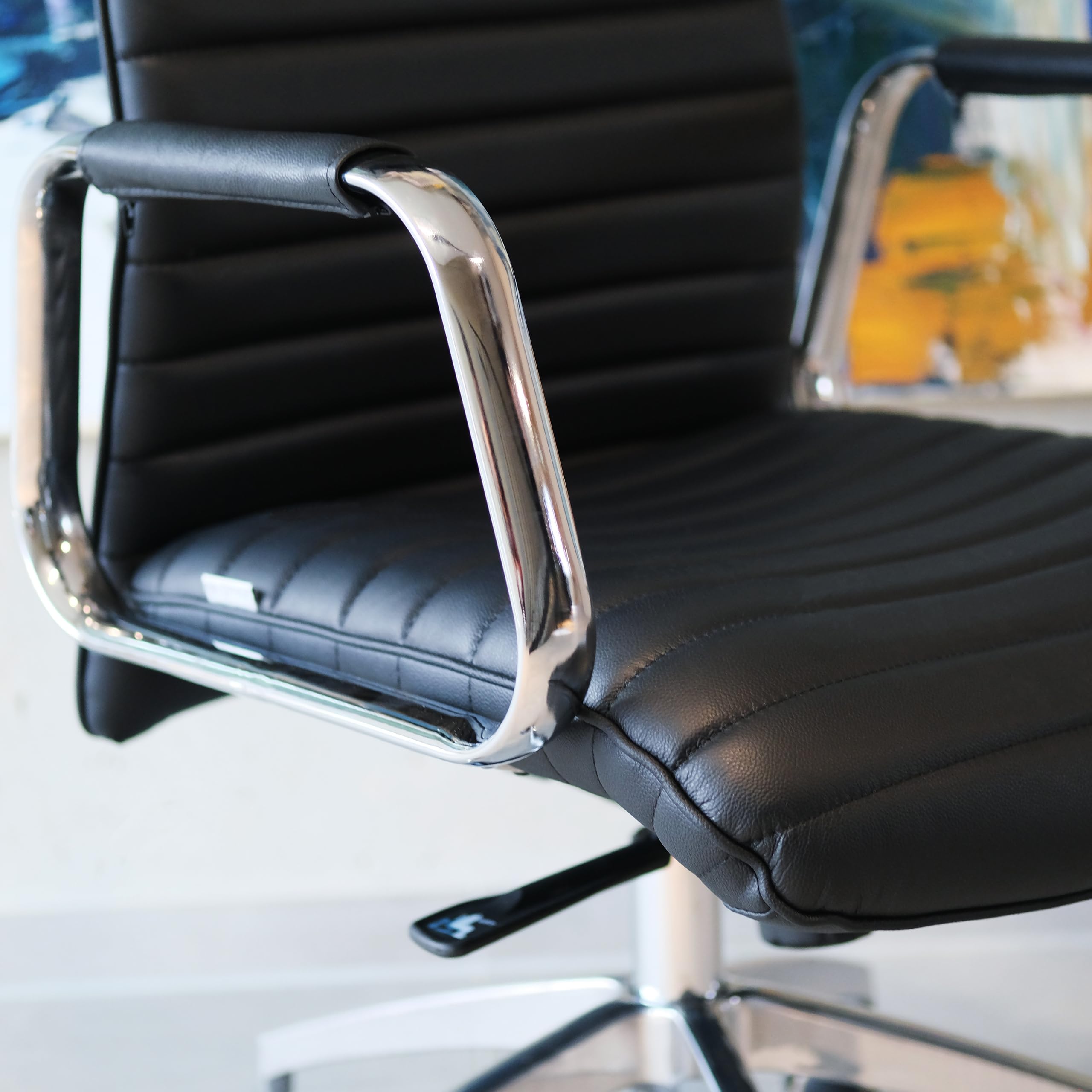 hjh OFFICE 600900 Silla de Oficina giratoria ASPERA 20 Cuero Negro, Sillón Alta Gama, Silla de Respaldo Alto