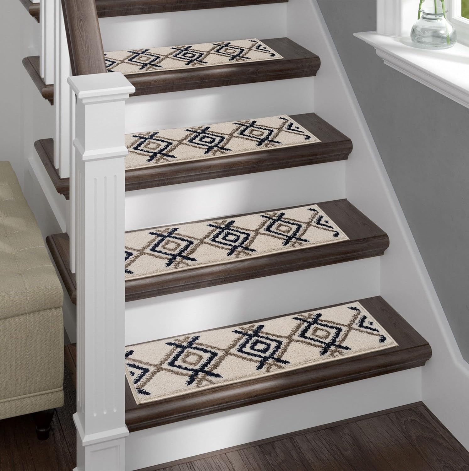 Hottest Sale Sofia Rugs Shaggy Stair Treads - Light Aura - Carpet Runner Strips for Staircase Steps - Rug-Soft Fabric for Traction and Non-Slip Improvement - Includes Double Sided Adhesive Tape