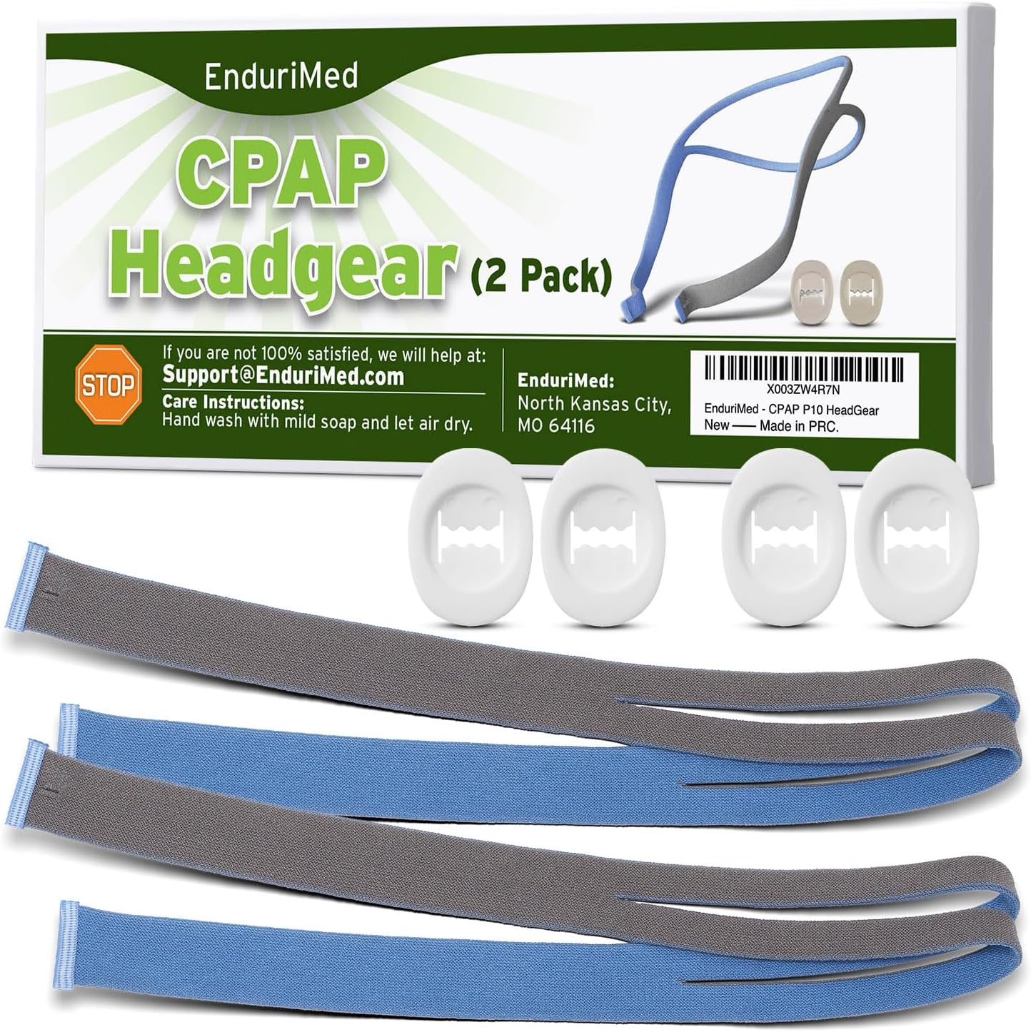 Adjustable CPAP Headgear Strap – Compatible with ResMed AirFit P10 Nasal Pillow Mask, Durable & Soft Nasal Pillow Mask Straps, 2-Pack with 4 Adjustment Clips