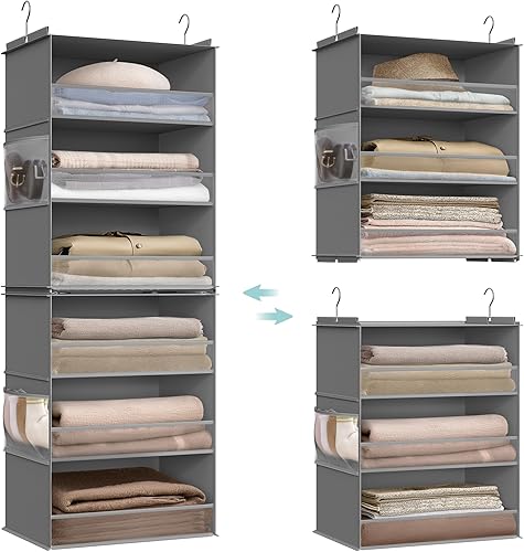 Miniatura 7 de SONGMICS Organizador colgante de armario, estante de almacenamiento de tela de 6 niveles, estante colgante de armario separable con bolsillos Gris