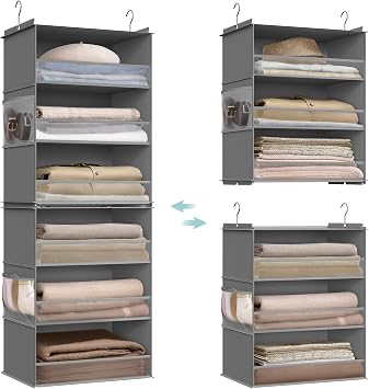 SONGMICS Widended Hanging Closet Organizer and Storage, 6-Tier, Separable