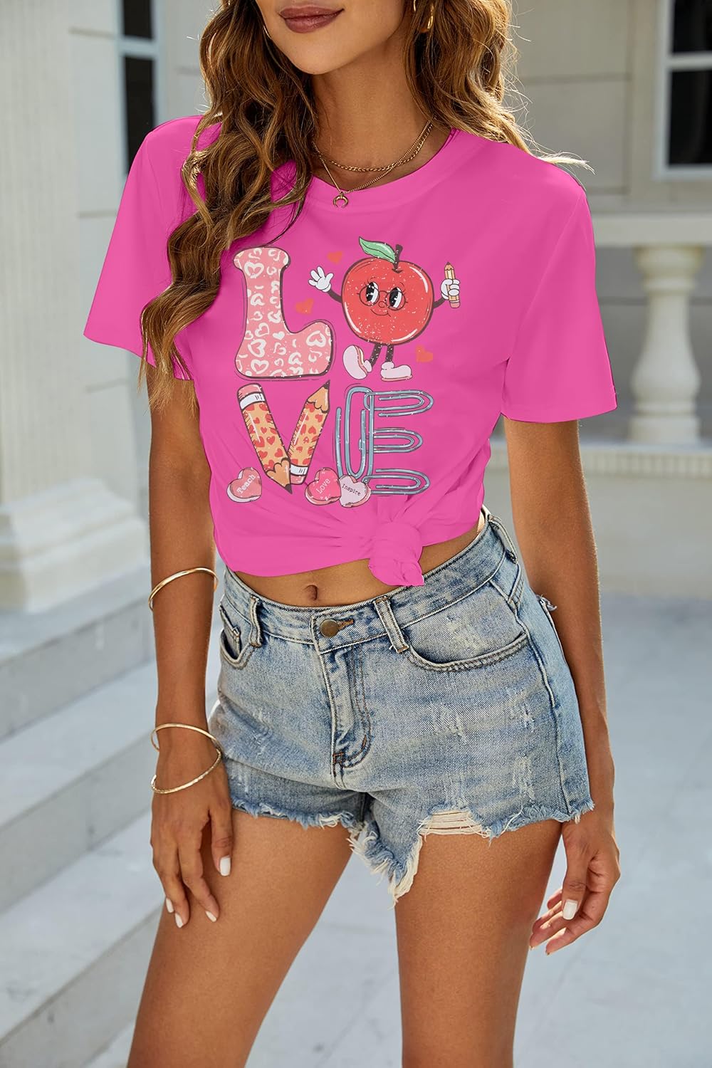 Valentine's Day Shirt Woman Love Valentine Teacher Shirts Love Heart Graphic Tshirt Casual Short Sleeve Tee Tops - Image 4