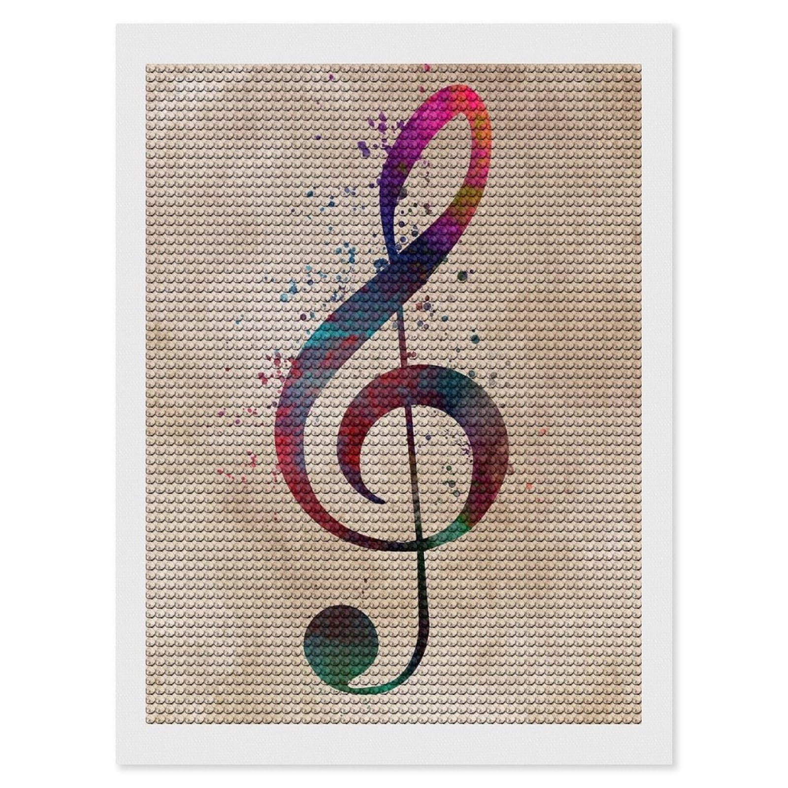 Junmoney Watercolor Treble Clef Diamond Painting Canvas Set 12"x16", for Women, Pleasing Wall Art Project, Aesthetic Room Decor, Gift Idea