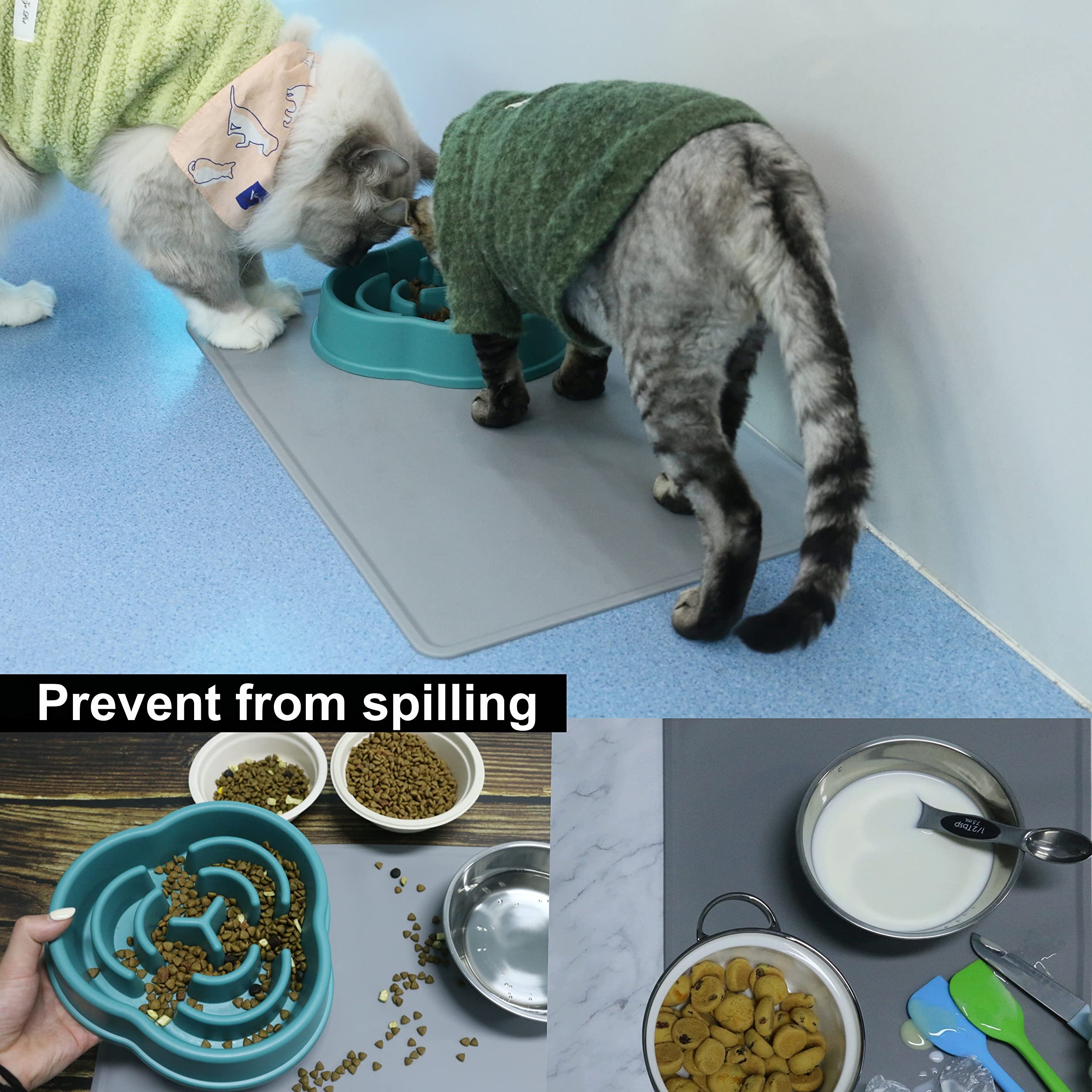 Jiafet Dog & Cat Silicone Pet Feeding Mat, Grey, 19.5 x 11.8 inches 1