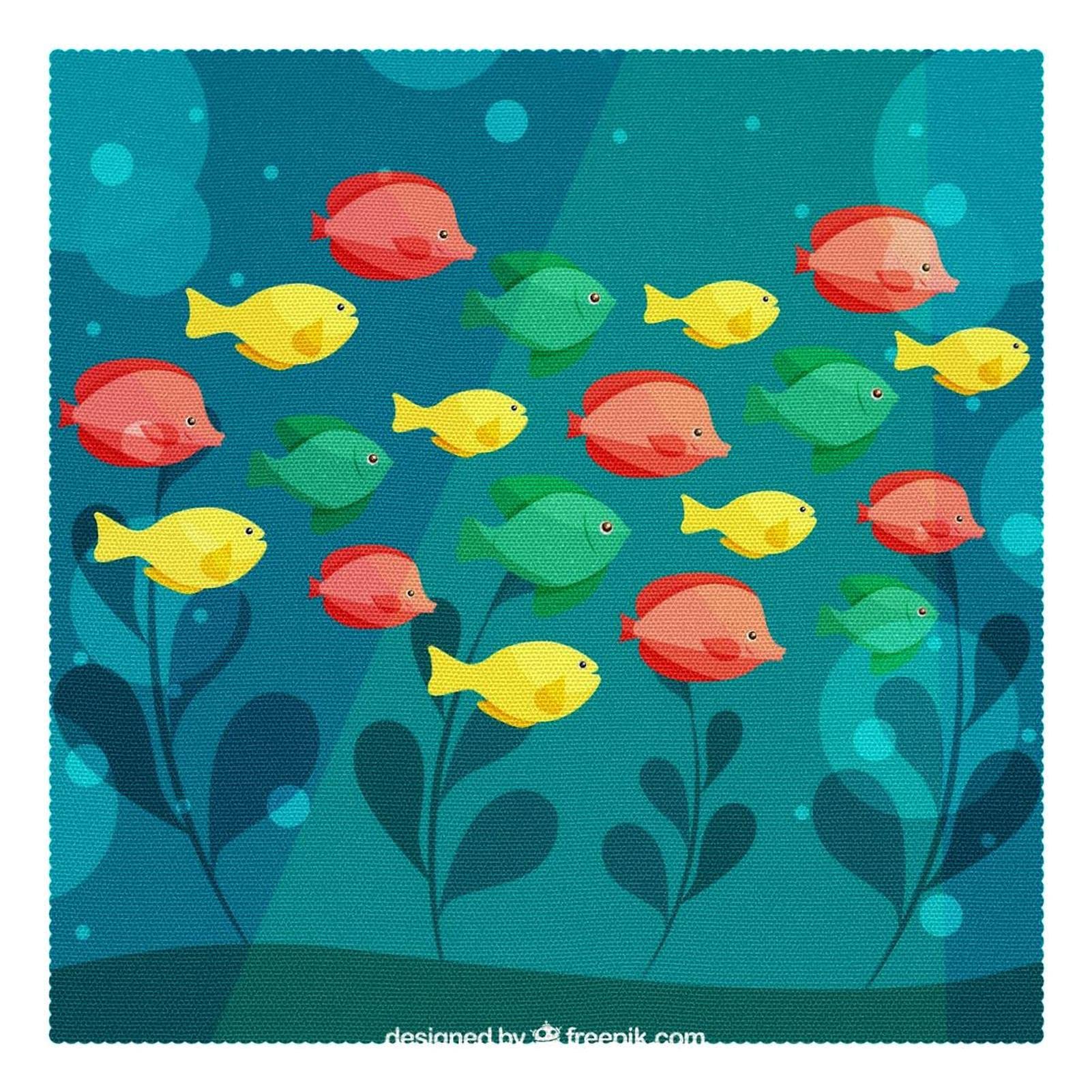 Lot de 4 sets de table poissons 30,5 cm lavables pour décoration de table moderne