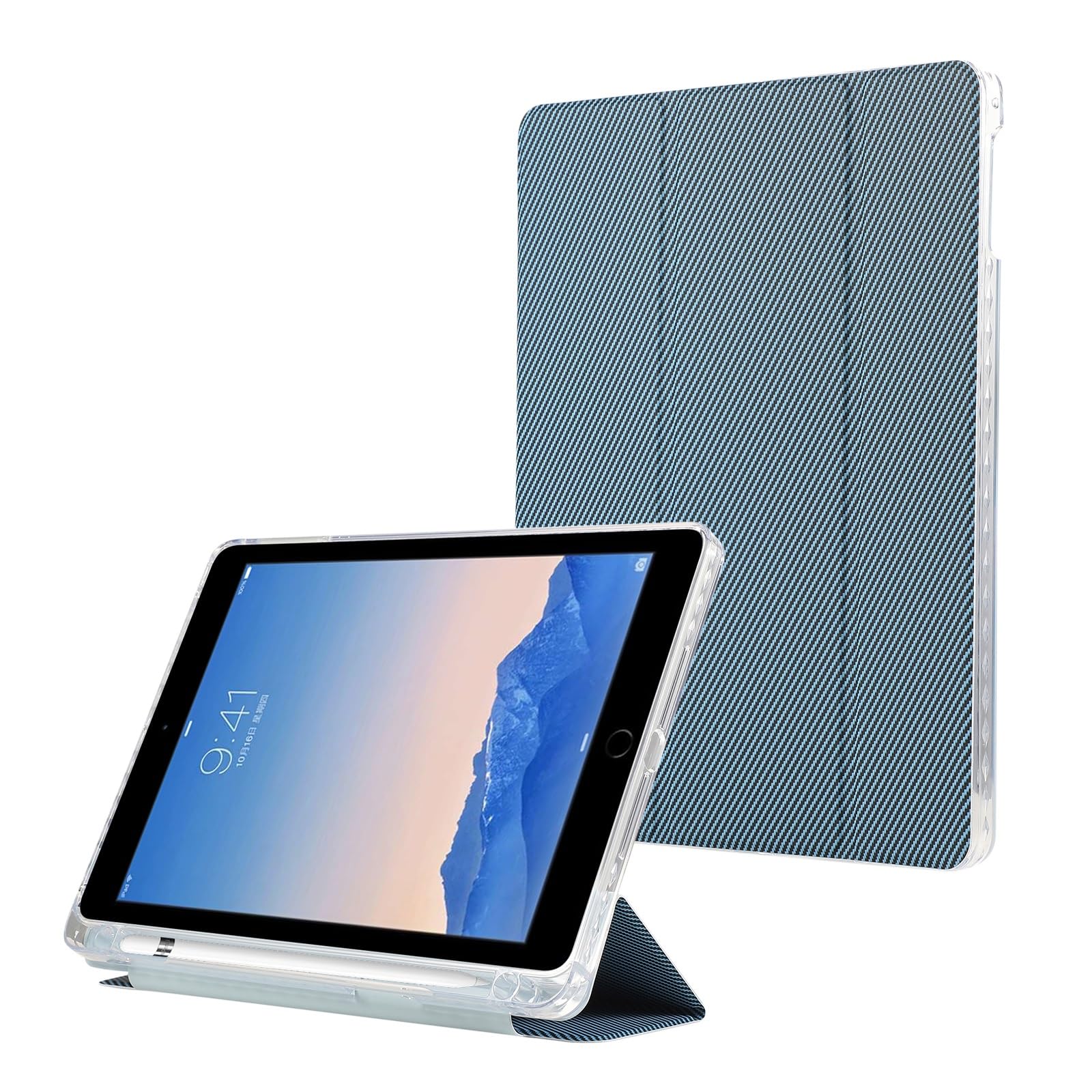 Protection iPad 9.7 anti-rayures mince bleu dotée d'un emplacement stylet
