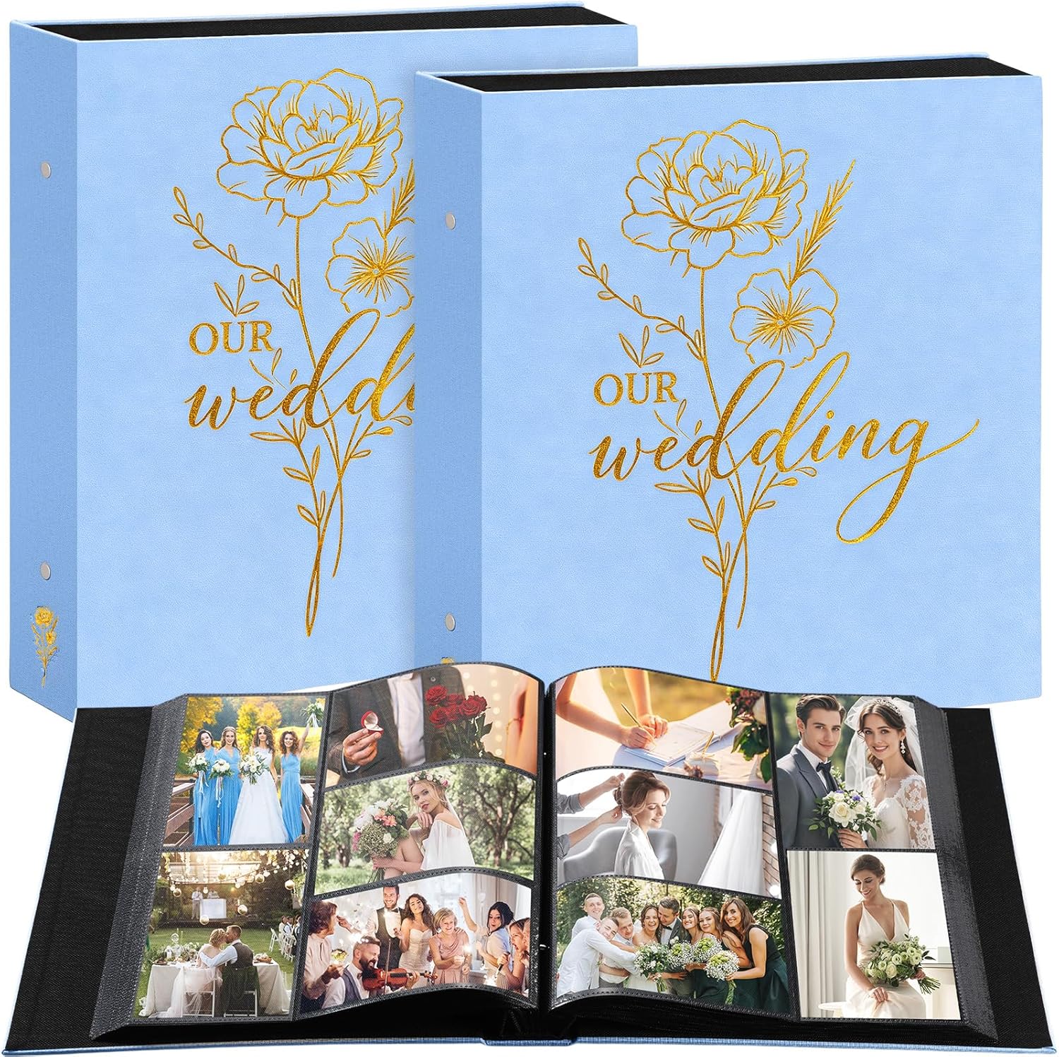2 Pack Wedding Photo Album 4x6 600 Pocket Photos Wedding Picture Scrapbook for Memory Keepsake (Beige)