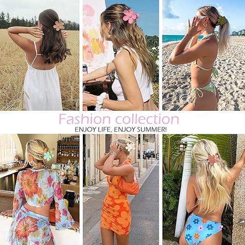 Miniatura 4 de Pinzas de pelo con flores 6 unidades para mujer, pinzas de margaritas mate, grandes, de agarre fuerte, para cabello grueso, accesorios para el